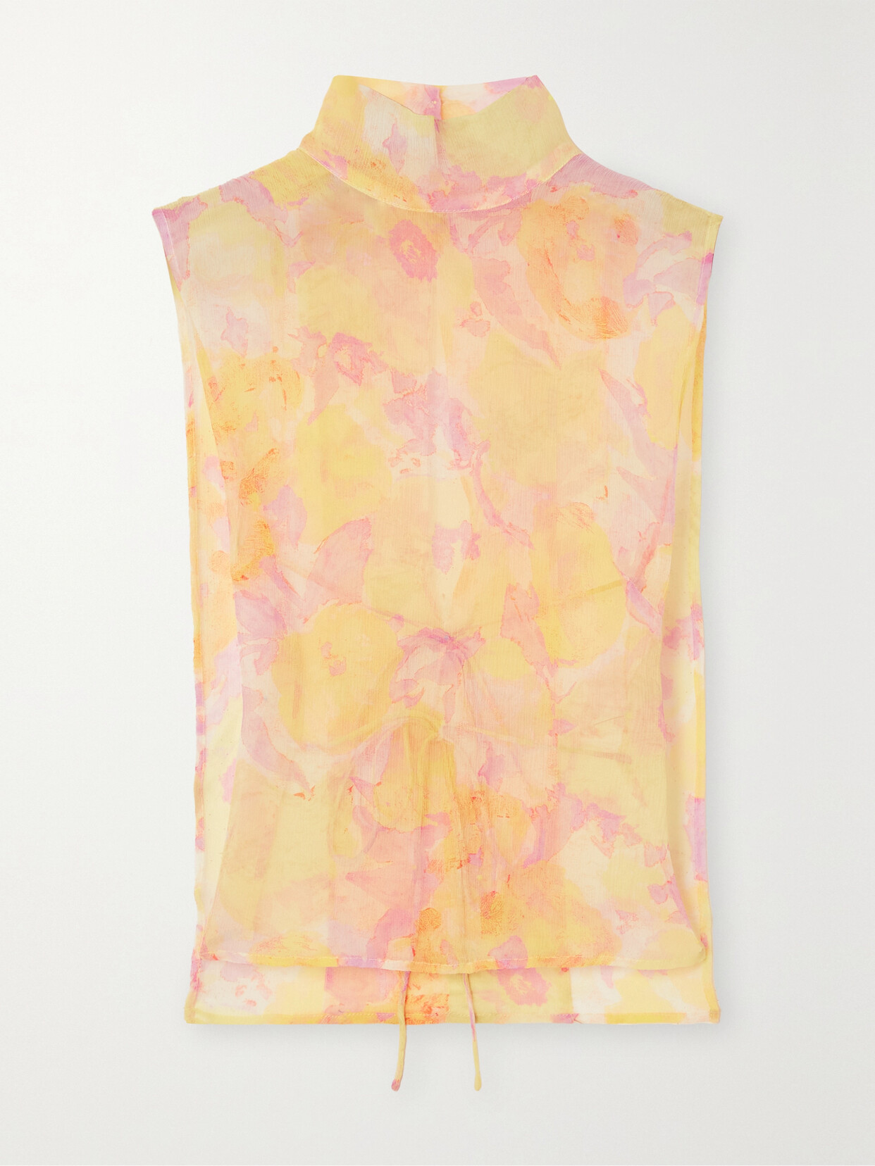Dries Van Noten Floral-print Silk-crepon Top - Orange
