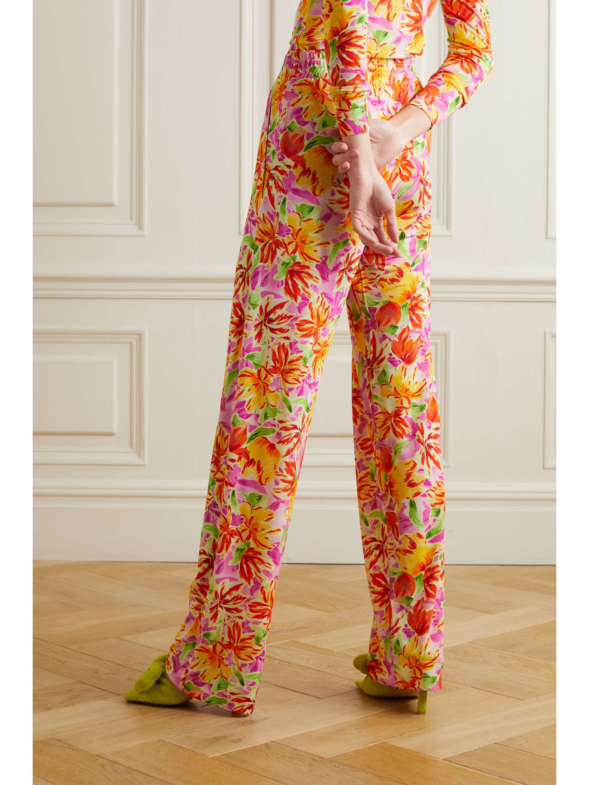 DRIES VAN NOTEN Hose mit geradem Bein aus Stretch-Jersey mit Blumenprint