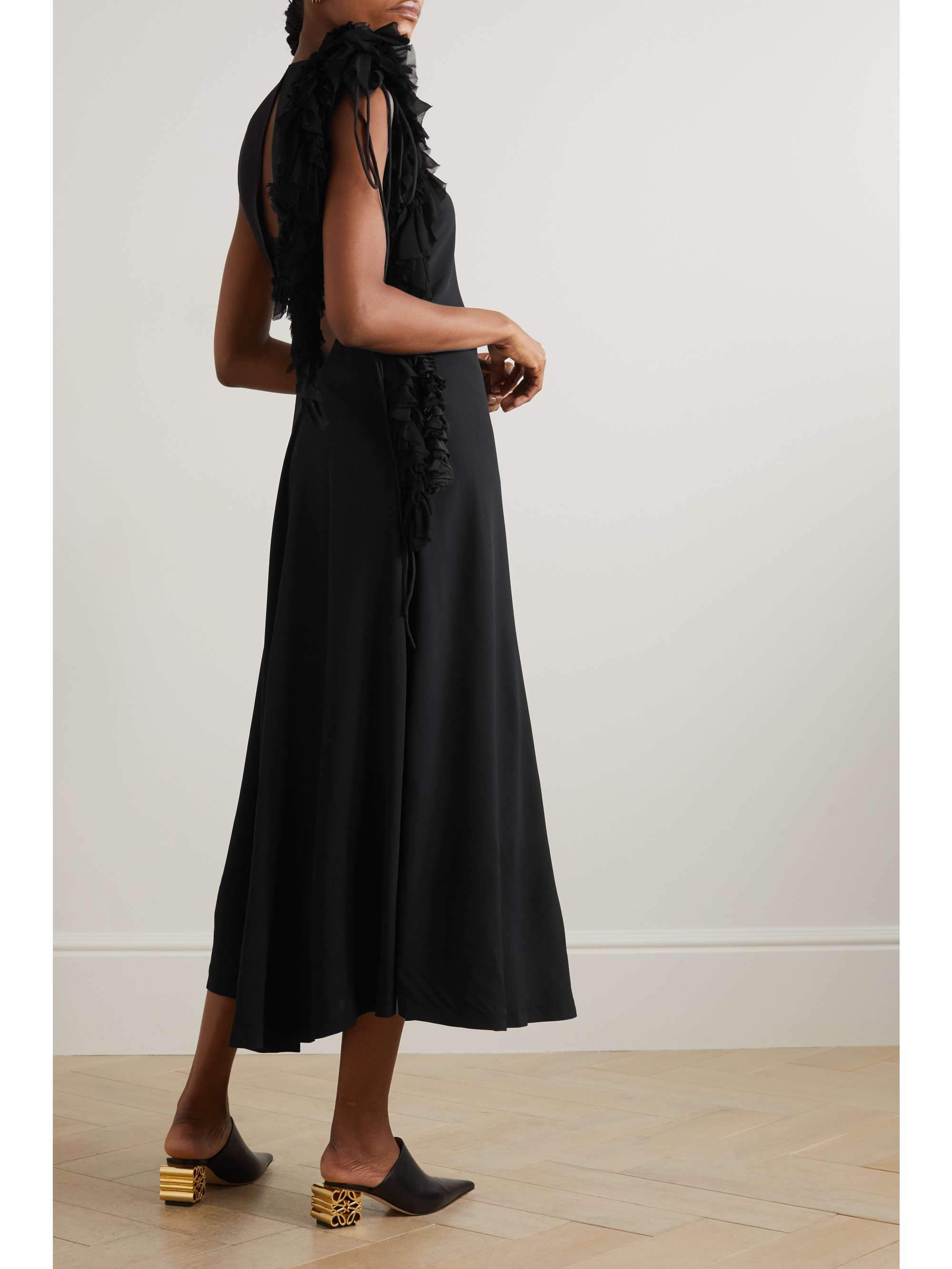 DRIES VAN NOTEN Ruffled open-back crepe midi dress