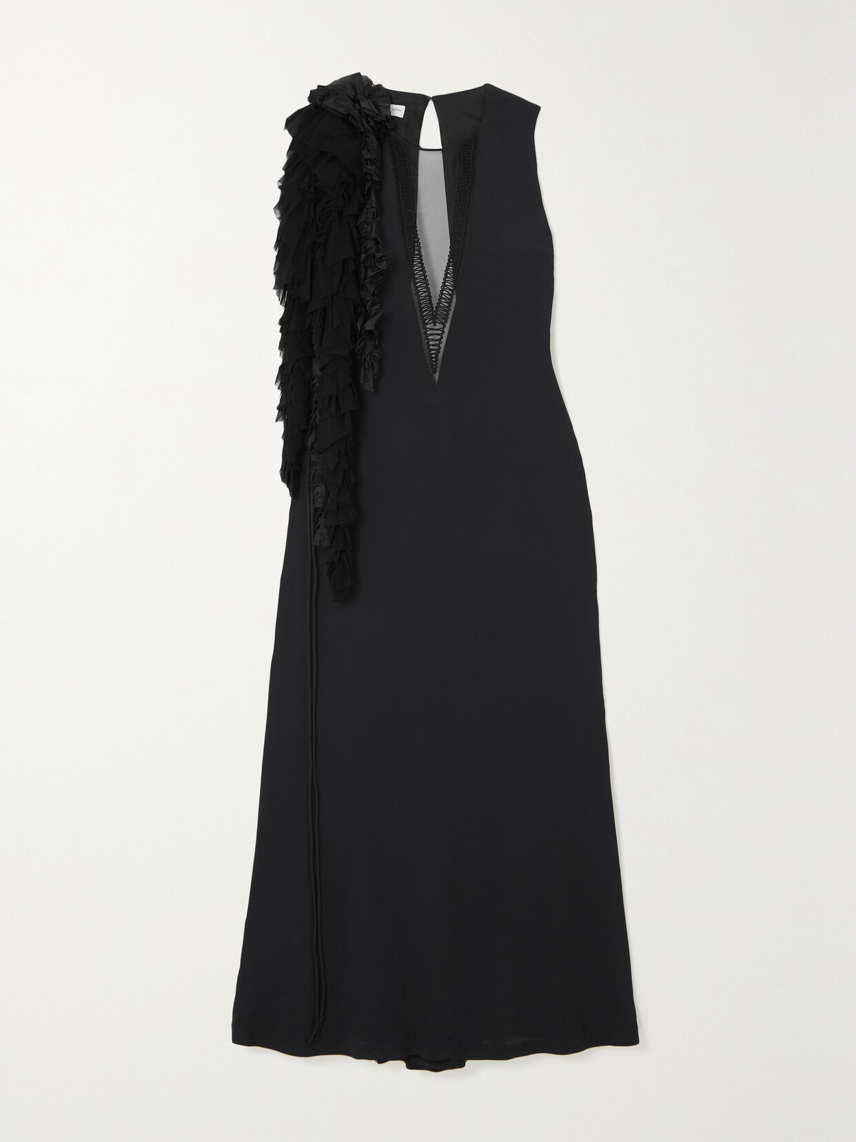 Dries Van Noten - Ruffled Open-back Crepe Midi Dress - Black