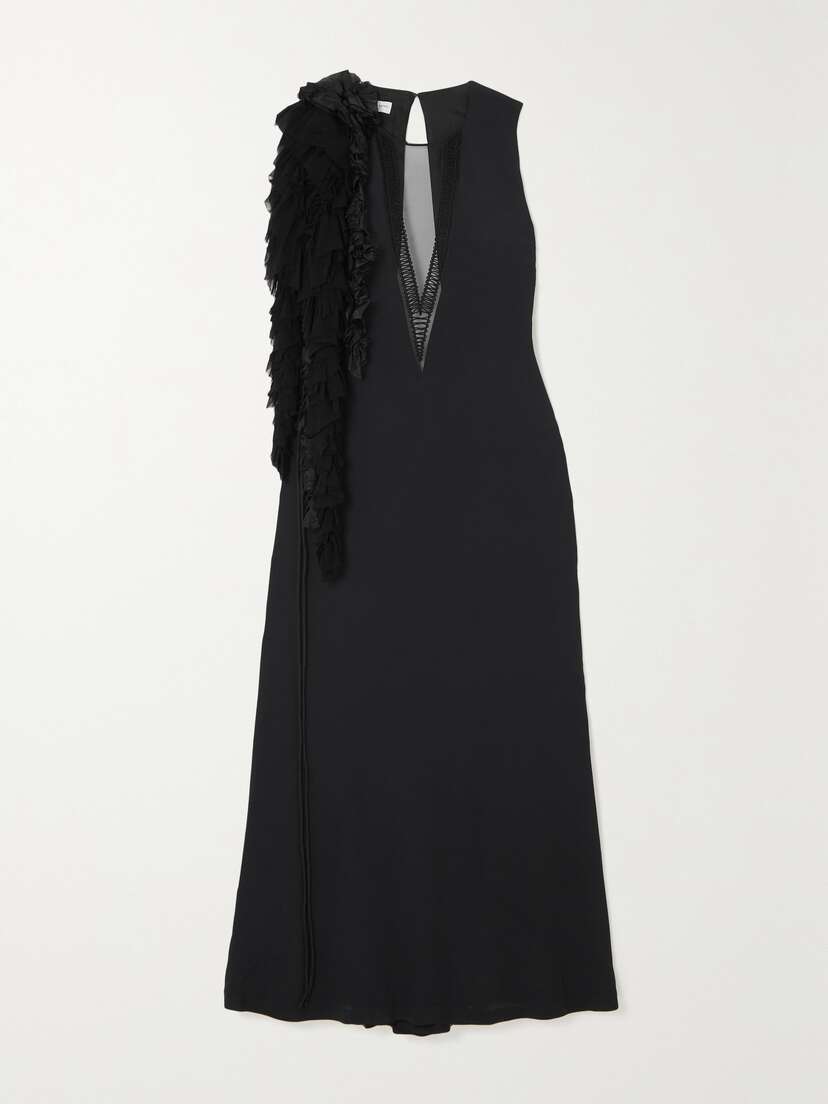 Dries Van Noten Ruffled Open-back Crepe Midi Dress