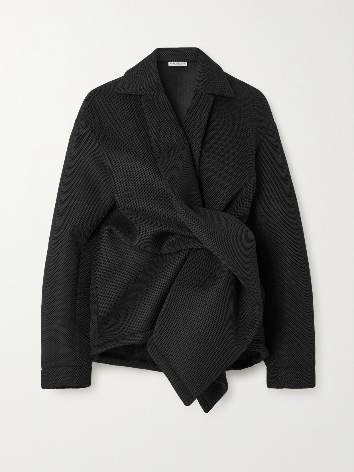 Shop Dries Van Noten Draped Mesh Shirt In Black