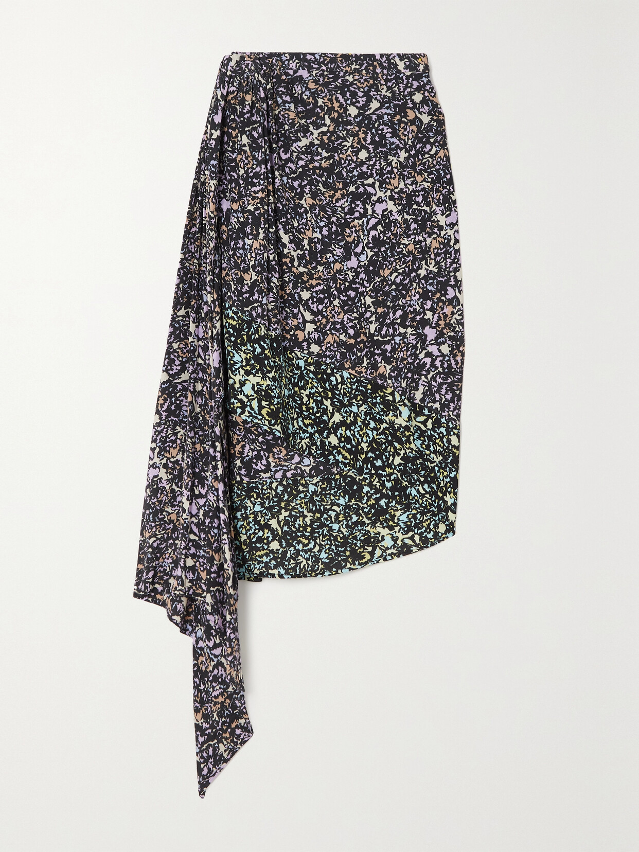 Dries Van Noten Asymmetric Draped Printed Crepe De Chine Skirt In Pink