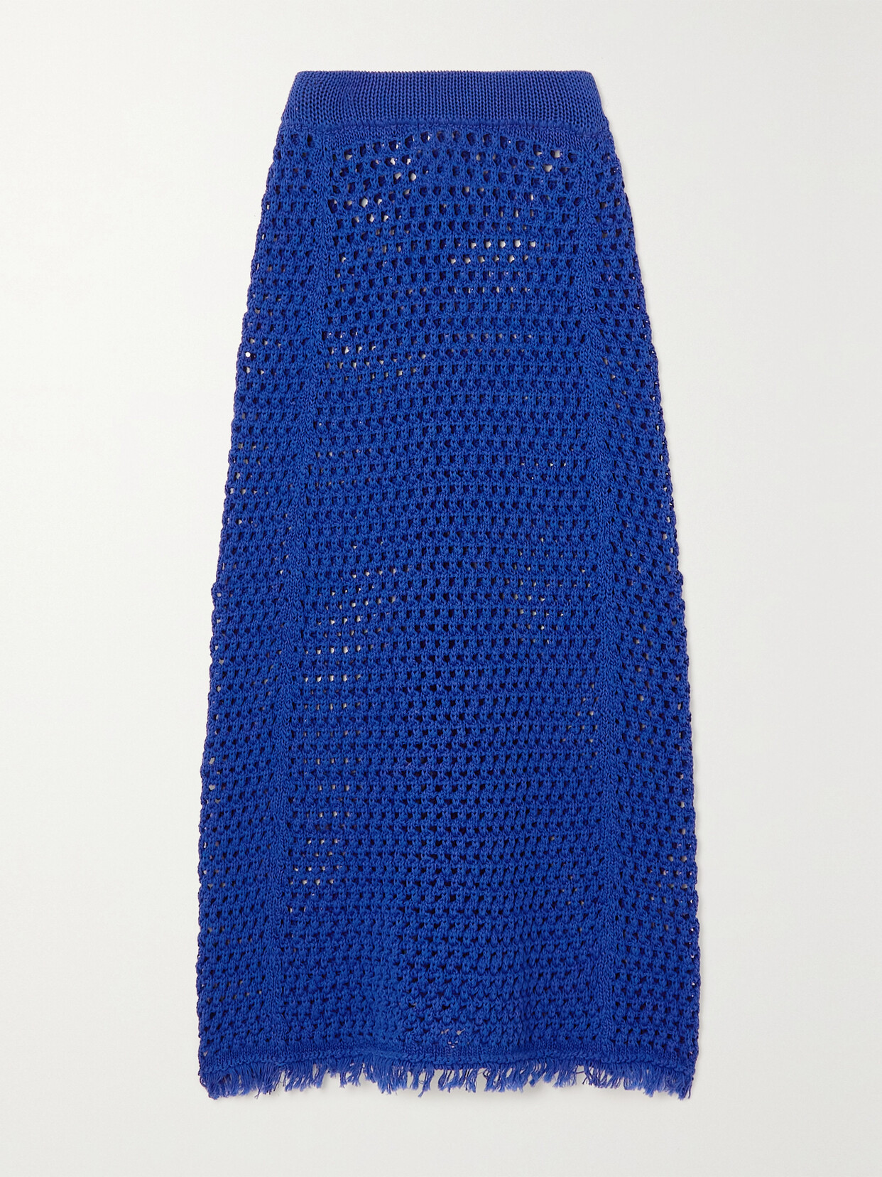 Dries Van Noten - Fringed Crocheted Cotton Midi Skirt - Blue