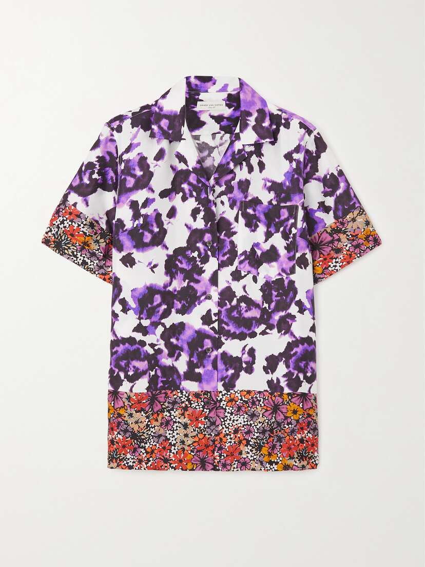 Dries Van Noten Paneled Floral-print Silk-twill Shirt