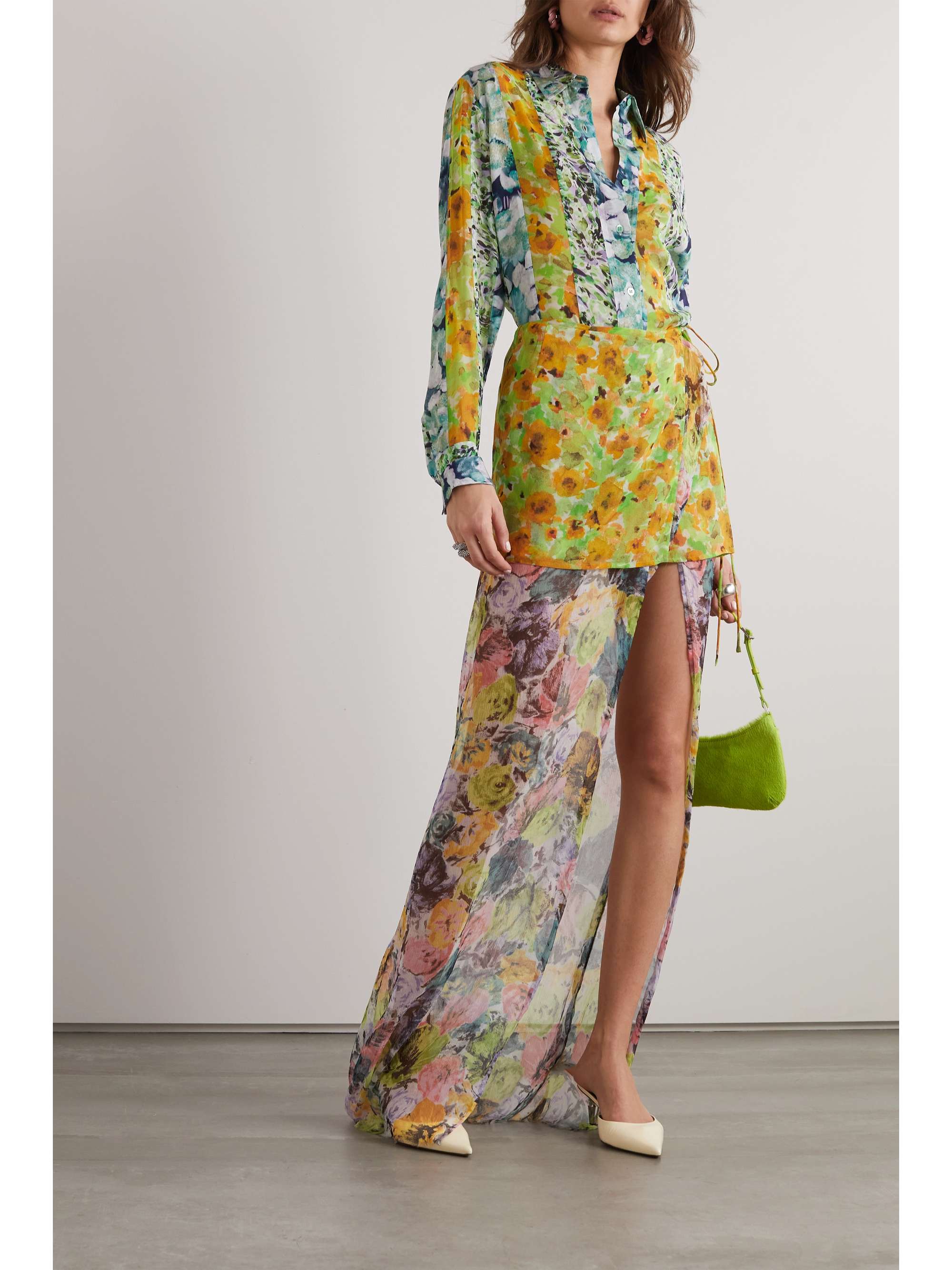 DRIES VAN NOTEN Layered floral-print silk-georgette and chiffon maxi ...