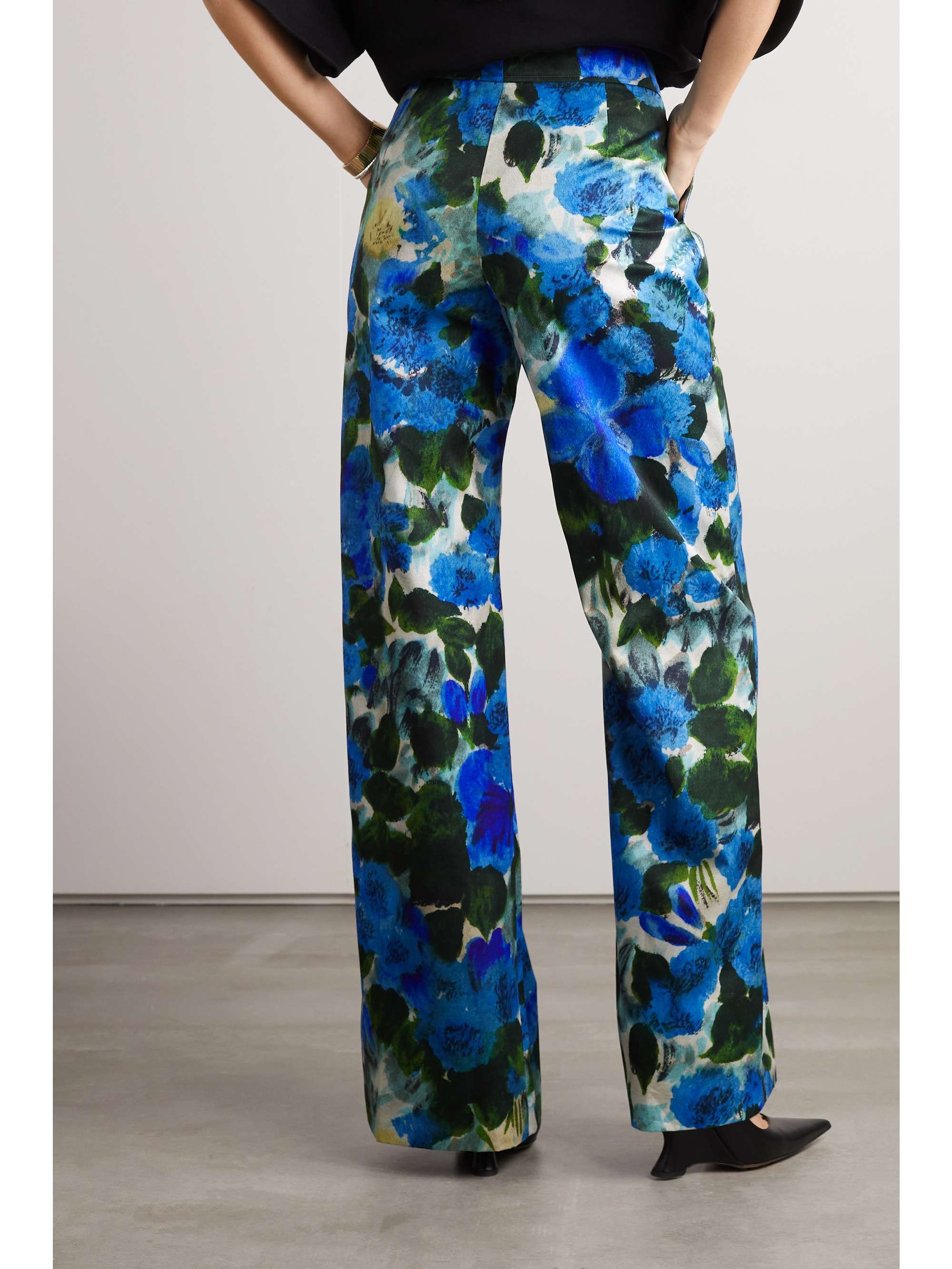 DRIES VAN NOTEN Floral-print cotton-poplin wide-leg pants