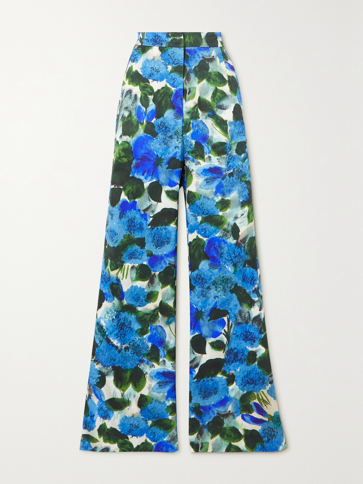 Dries Van Noten - Floral-print Cotton-poplin Wide-leg Pants - Blue