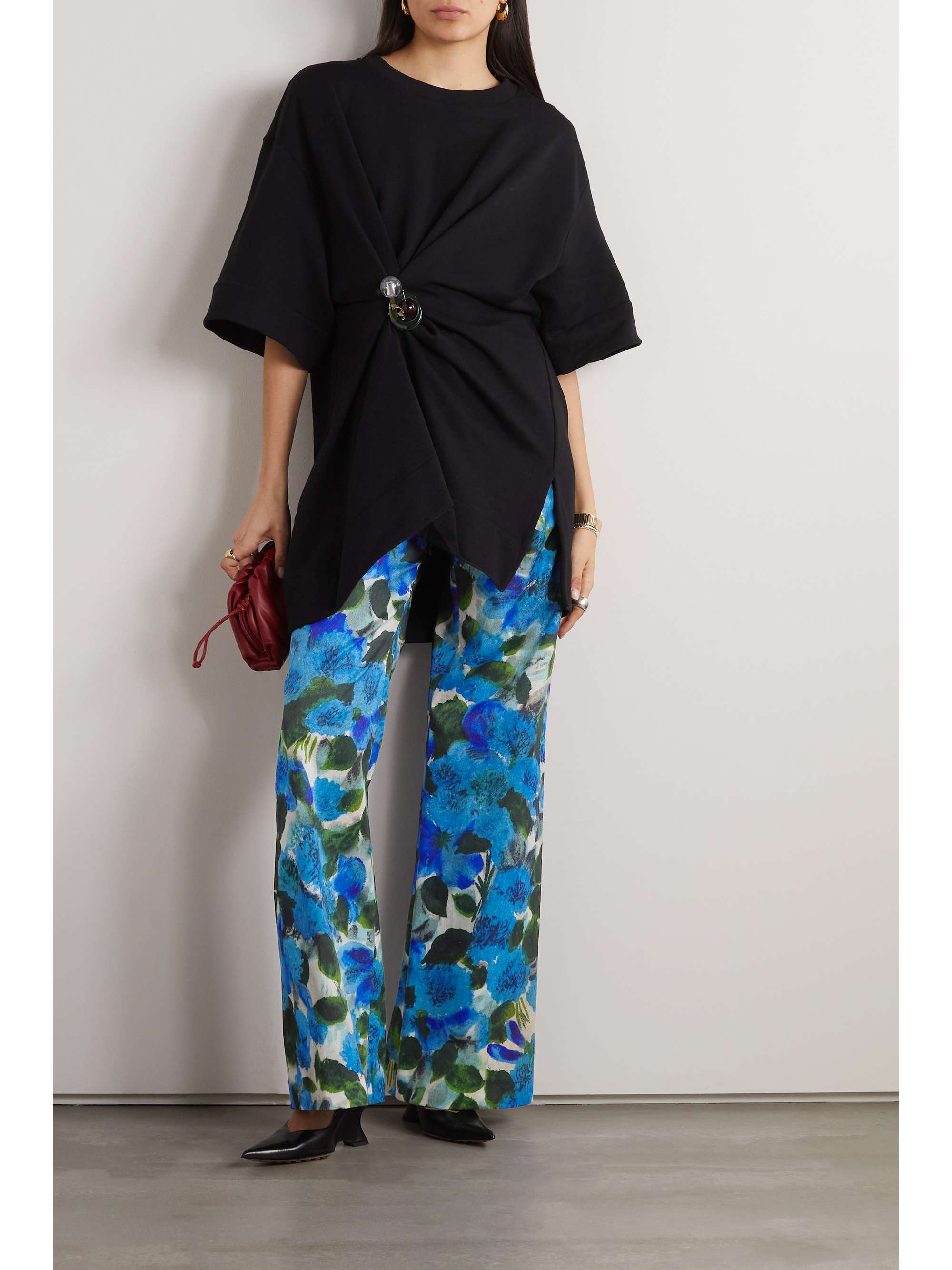 DRIES VAN NOTEN Floral-print cotton-poplin wide-leg pants
