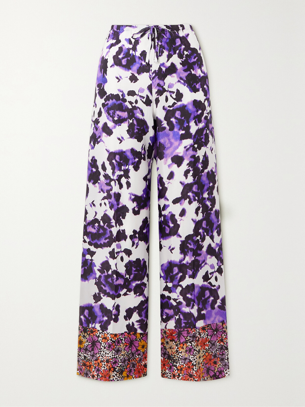 Dries Van Noten - Floral-print Silk-twill Straight-leg Pants - Purple