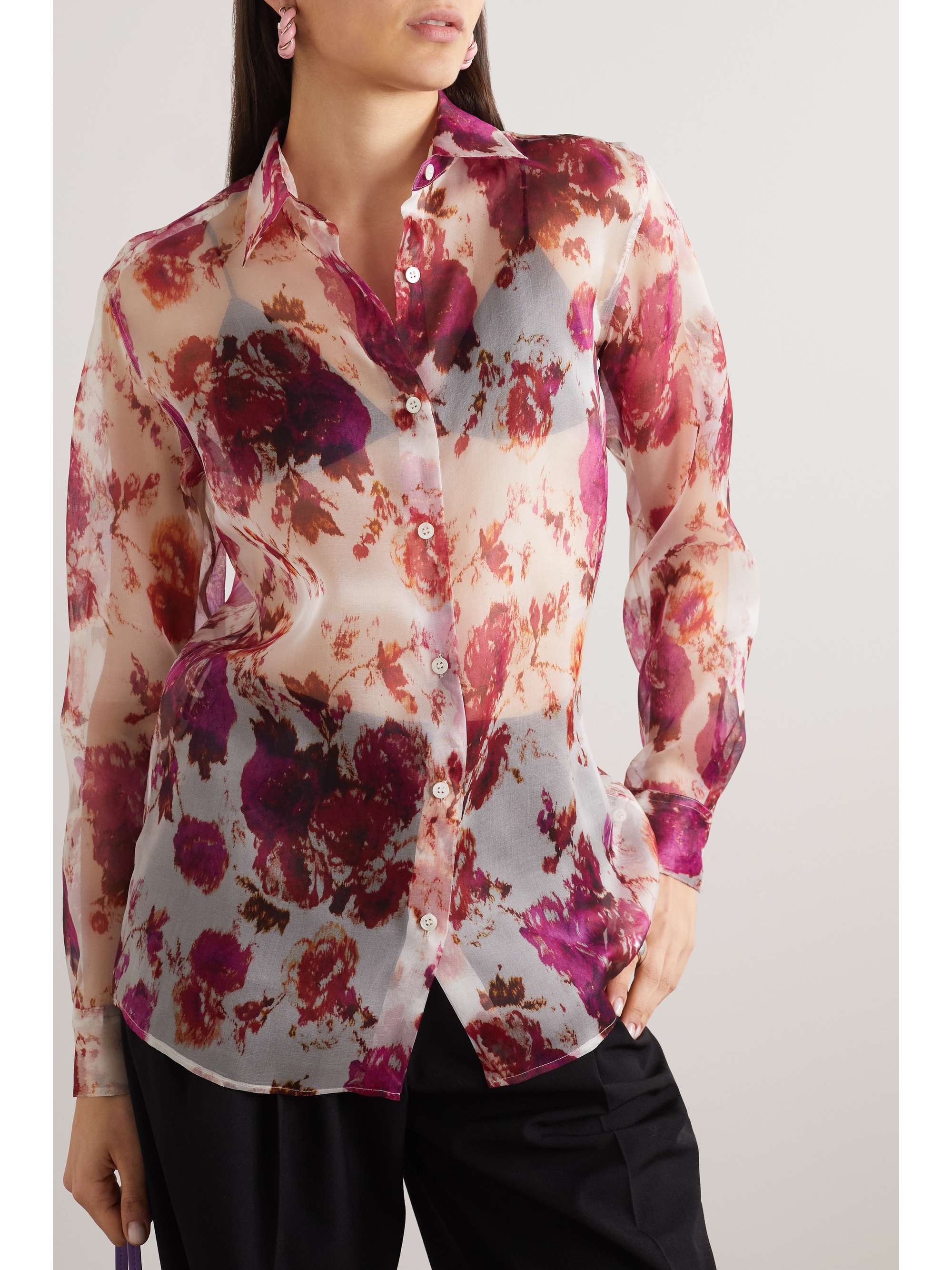 DRIES VAN NOTEN Floral-print silk-chiffon shirt