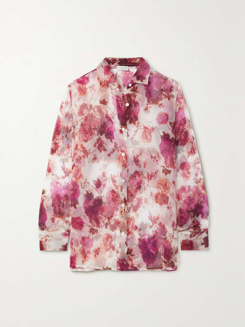 Dries Van Noten Floral-print Silk-chiffon Shirt