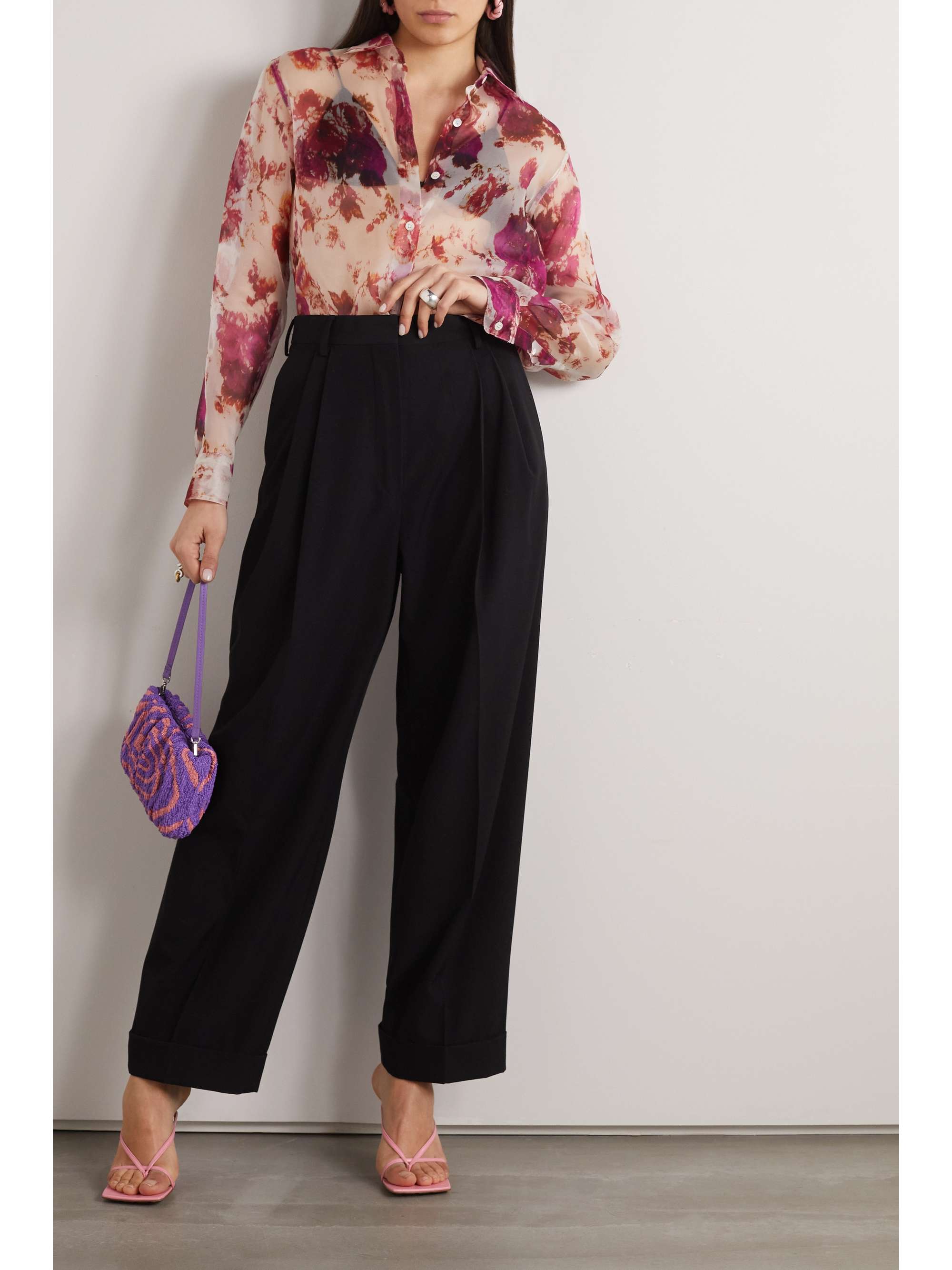DRIES VAN NOTEN Floral-print silk-chiffon shirt