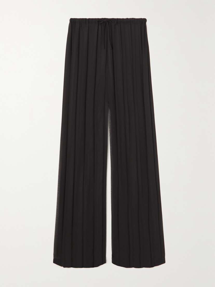 Dries Van Noten Pleated Chiffon Straight-leg Pants
