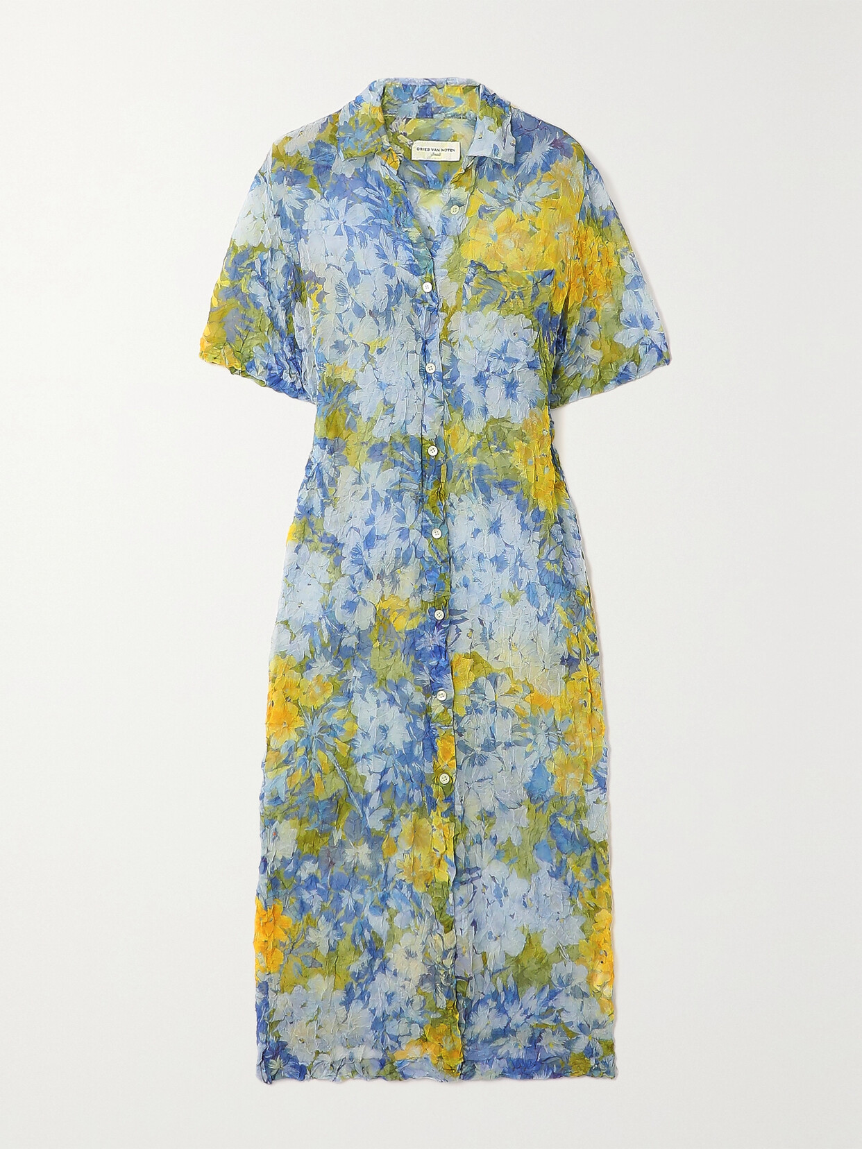 Dries Van Noten - Printed Crinkled-georgette Shirt Dress - Blue