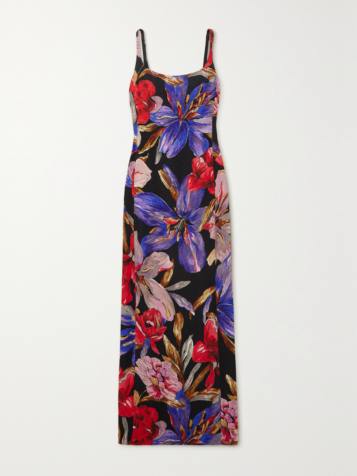 Shop Dries Van Noten Floral-print Crepe Maxi Dress In Black