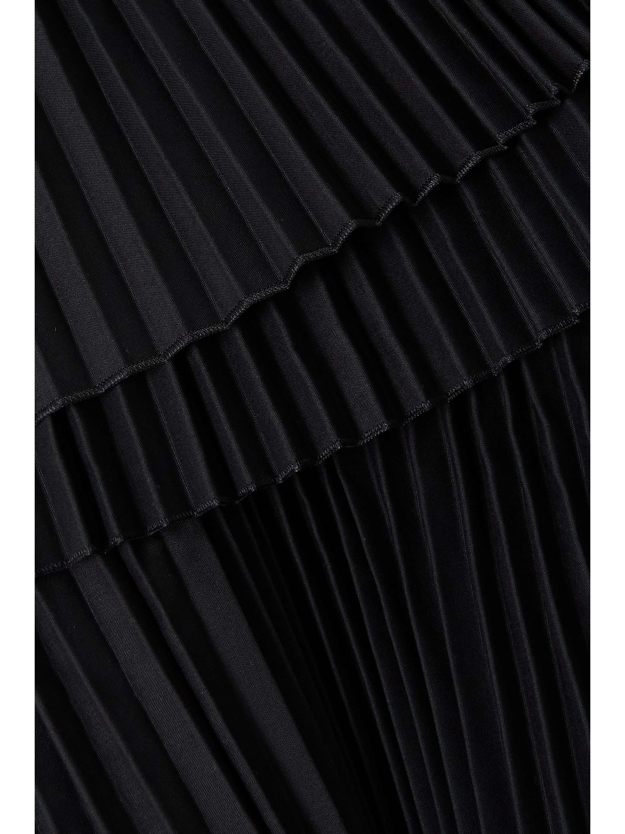 DRIES VAN NOTEN Asymmetric tiered pleated poplin midi skirt
