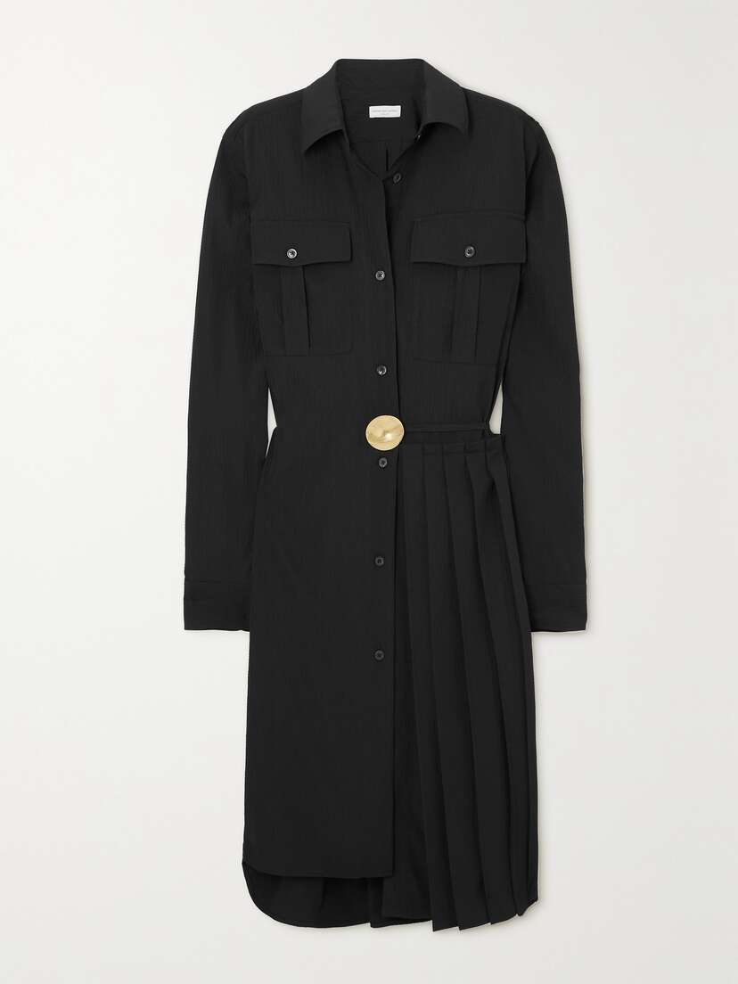 Dries Van Noten Pleated Asymmetric Wrap-effect Crepon Dress