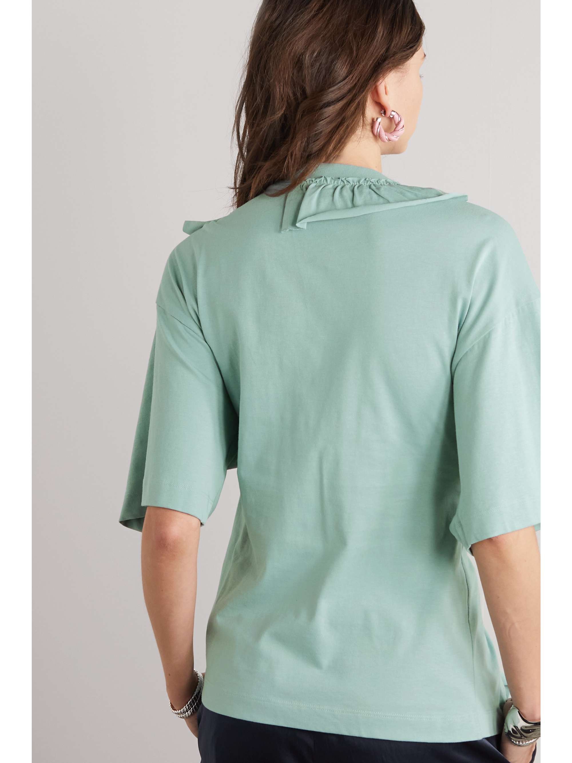 DRIES VAN NOTEN Appliquéd ruffled cotton-jersey T-shirt