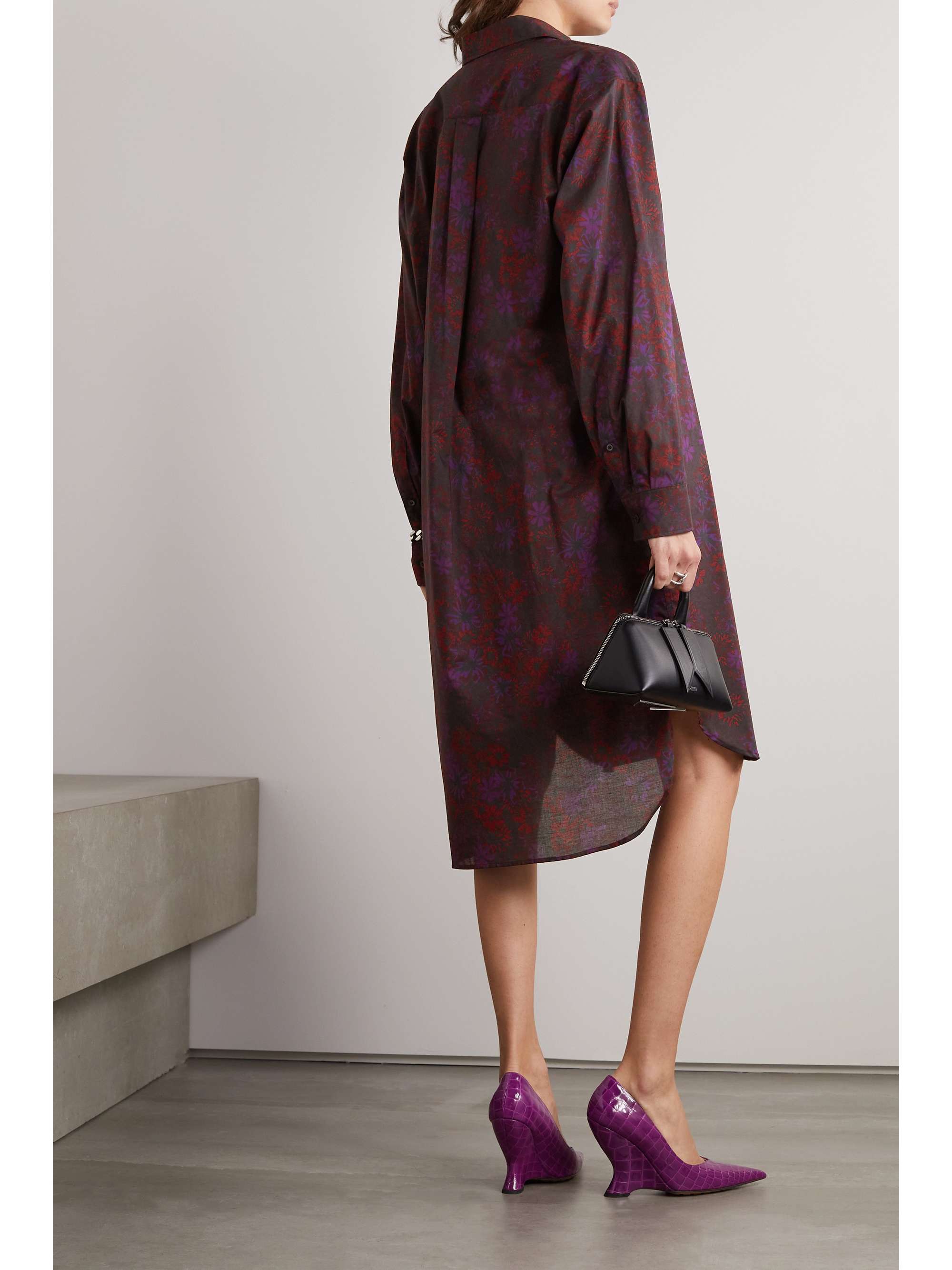 DRIES VAN NOTEN Belted floral-print cotton-voile shirt dress