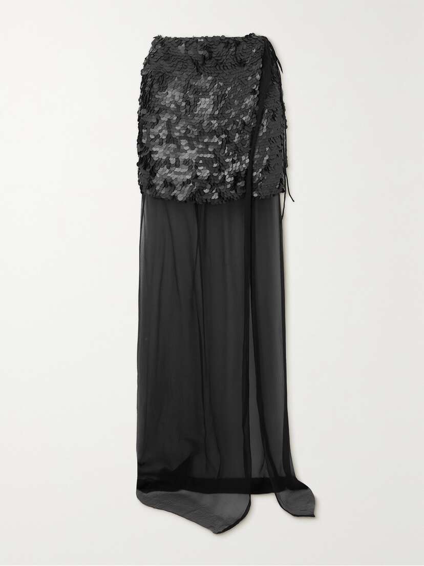 Dries Van Noten Layered Paillette-embellished Tulle Mini Wrap Skirt