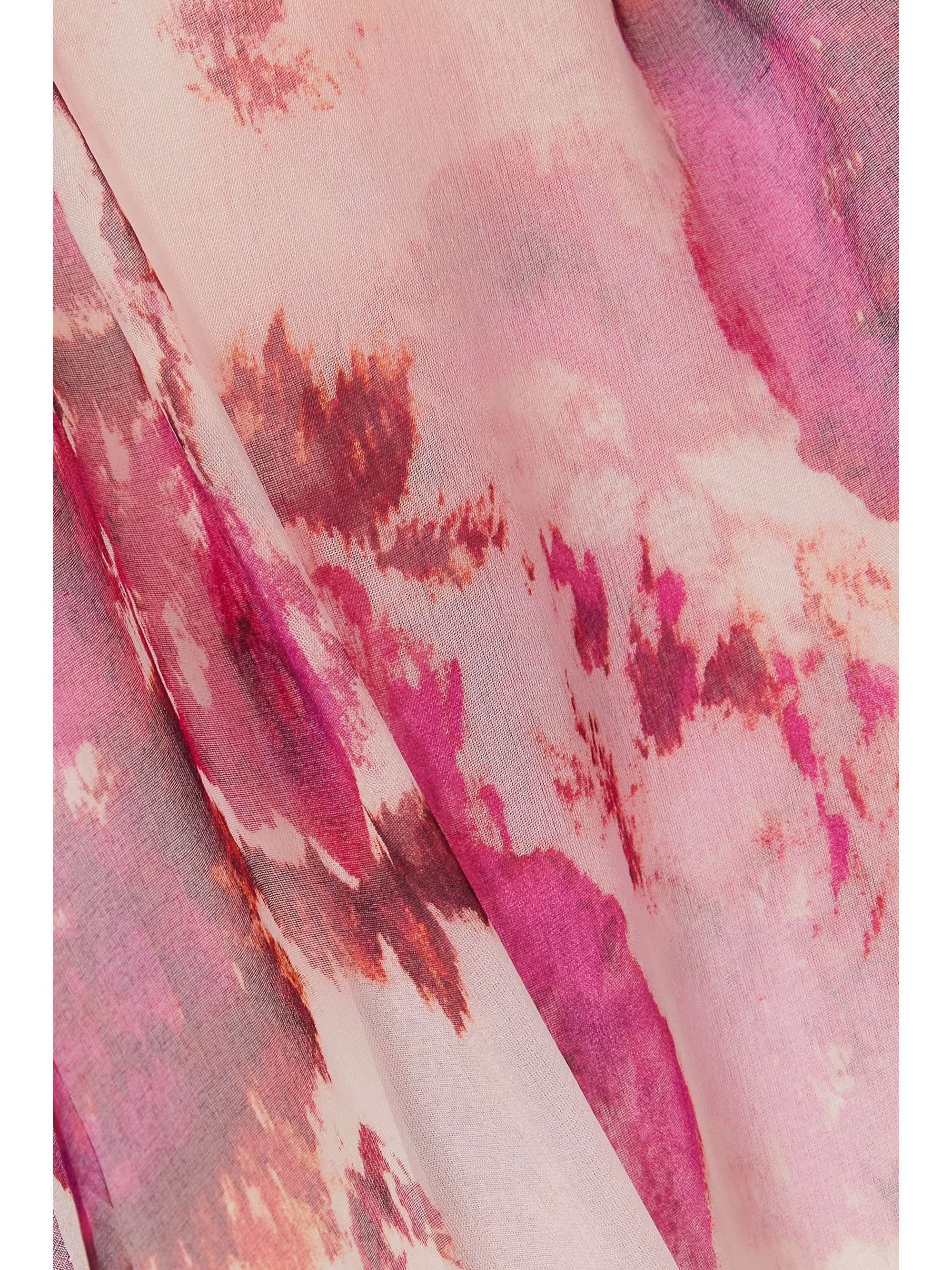 DRIES VAN NOTEN 褶裥花卉印花欧亘纱连衣裙