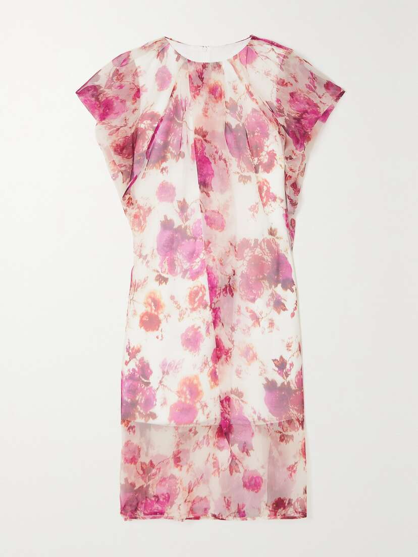 Dries Van Noten Pleated Floral-print Organza Dress