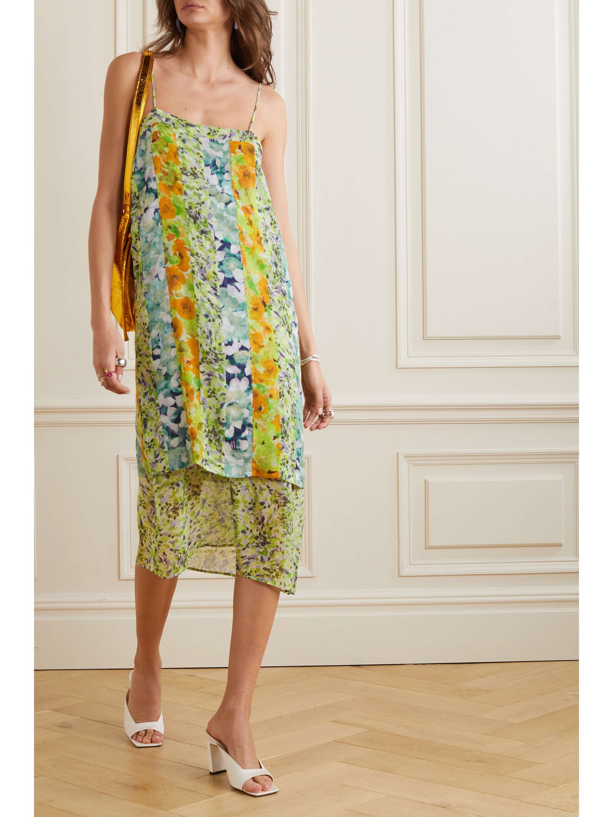 DRIES VAN NOTEN Layered floral-print silk-blend chiffon midi dress