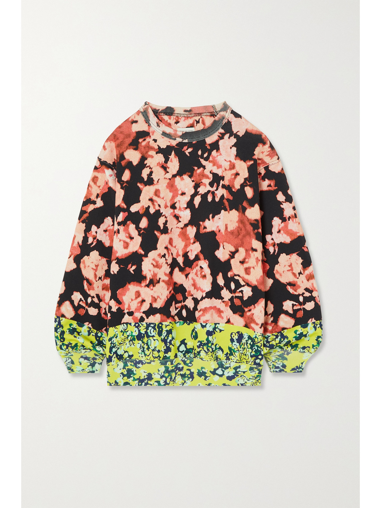 Dries Van Noten - Paneled Floral-print Cotton-jersey Sweatshirt - Black