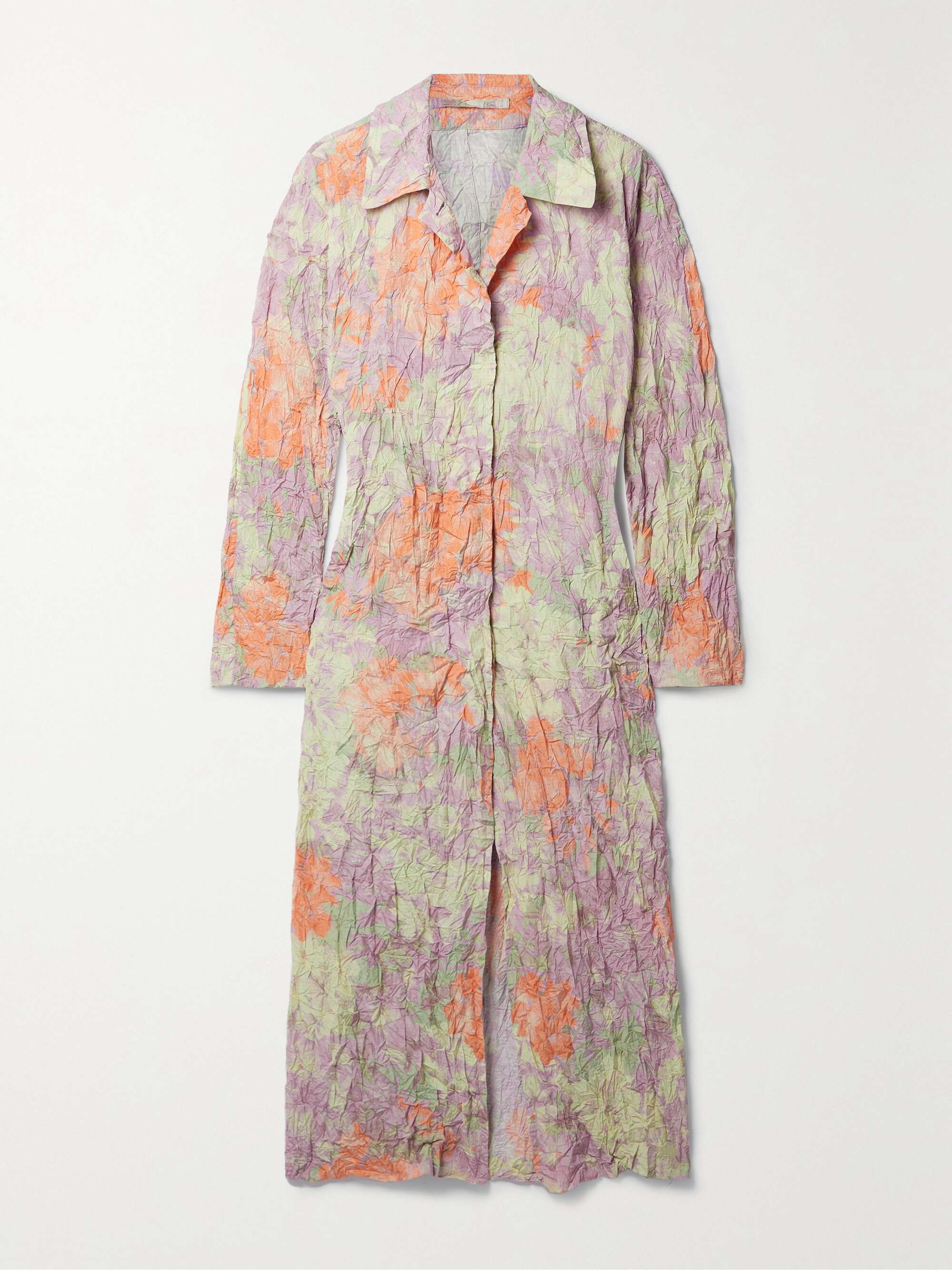 DRIES VAN NOTEN Floral-print crinkled-seersucker coat | NET-A-PORTER