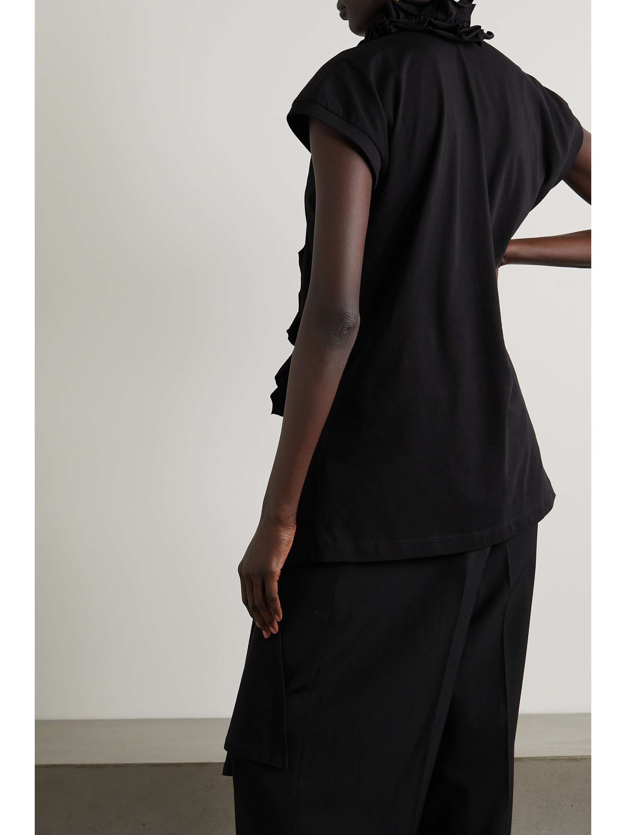 DRIES VAN NOTEN Asymmetric ruffled cotton-jersey T-shirt