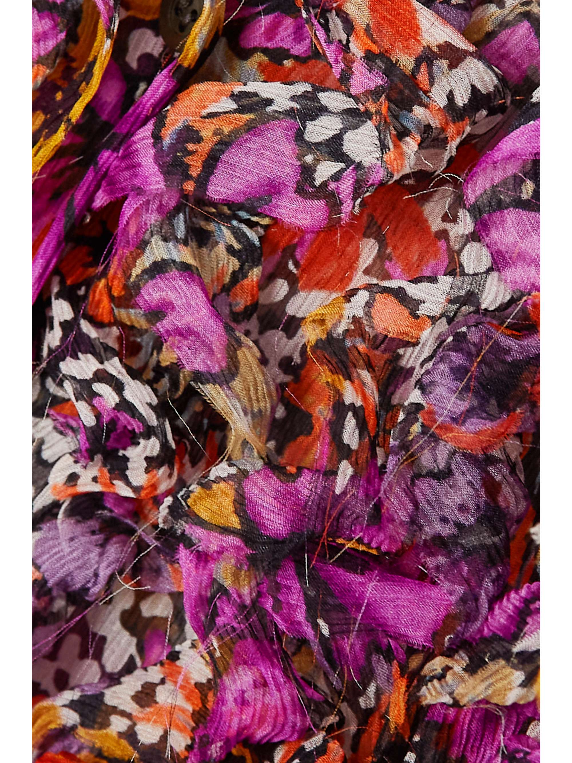 DRIES VAN NOTEN Camicia in crepon di seta con stampa floreale e ruches