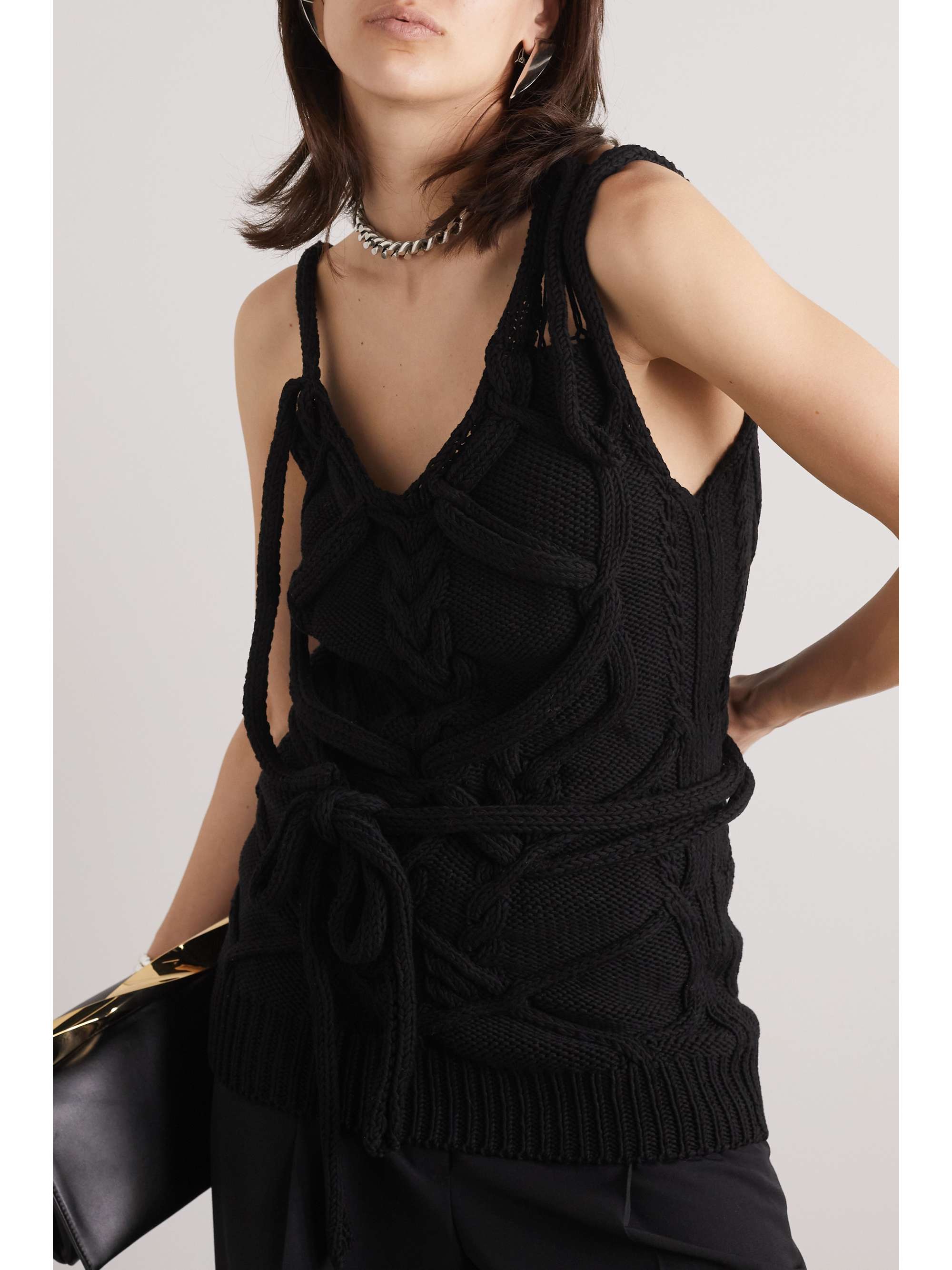 DRIES VAN NOTEN Distressed cable-knit cotton tank