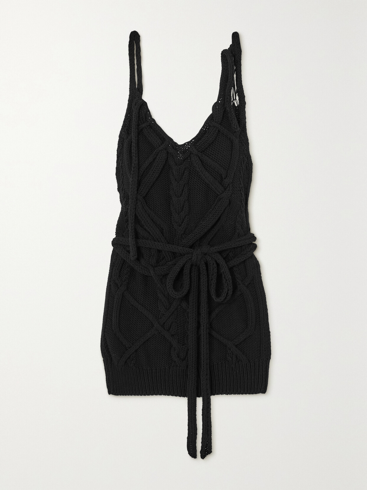 DRIES VAN NOTEN DISTRESSED CABLE-KNIT COTTON TANK