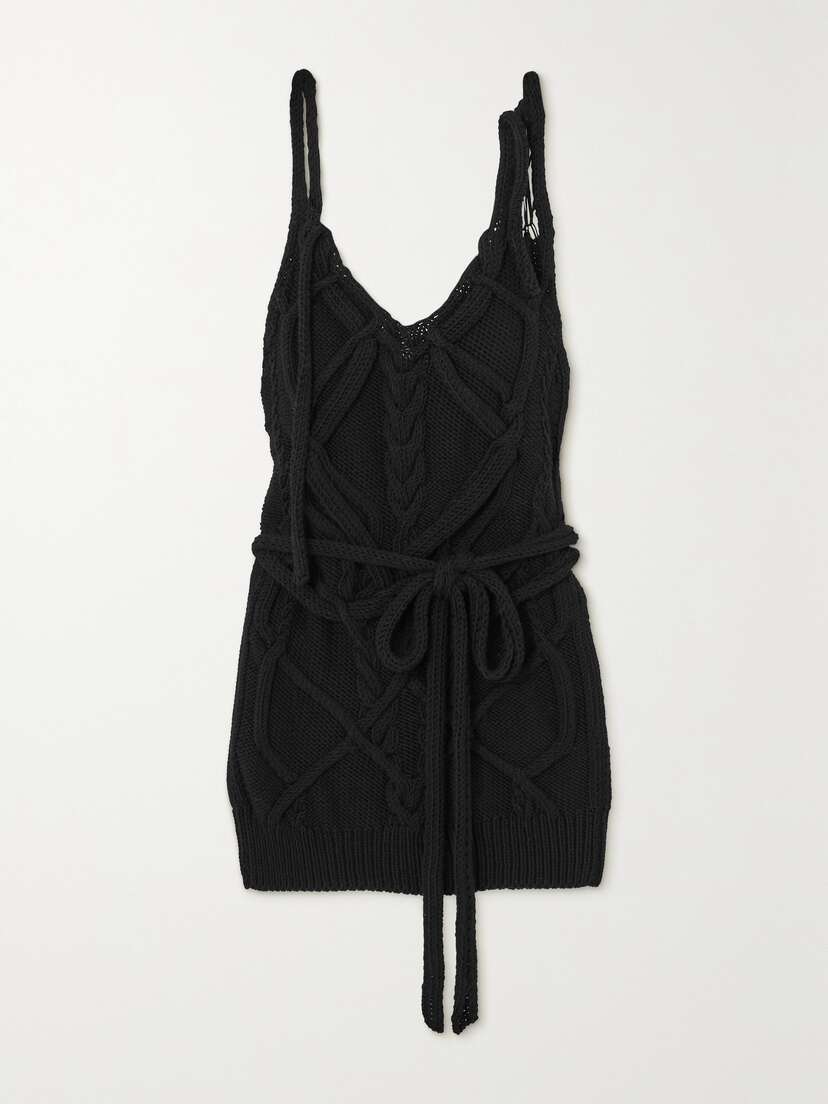 Dries Van Noten Distressed Cable-knit Cotton Tank