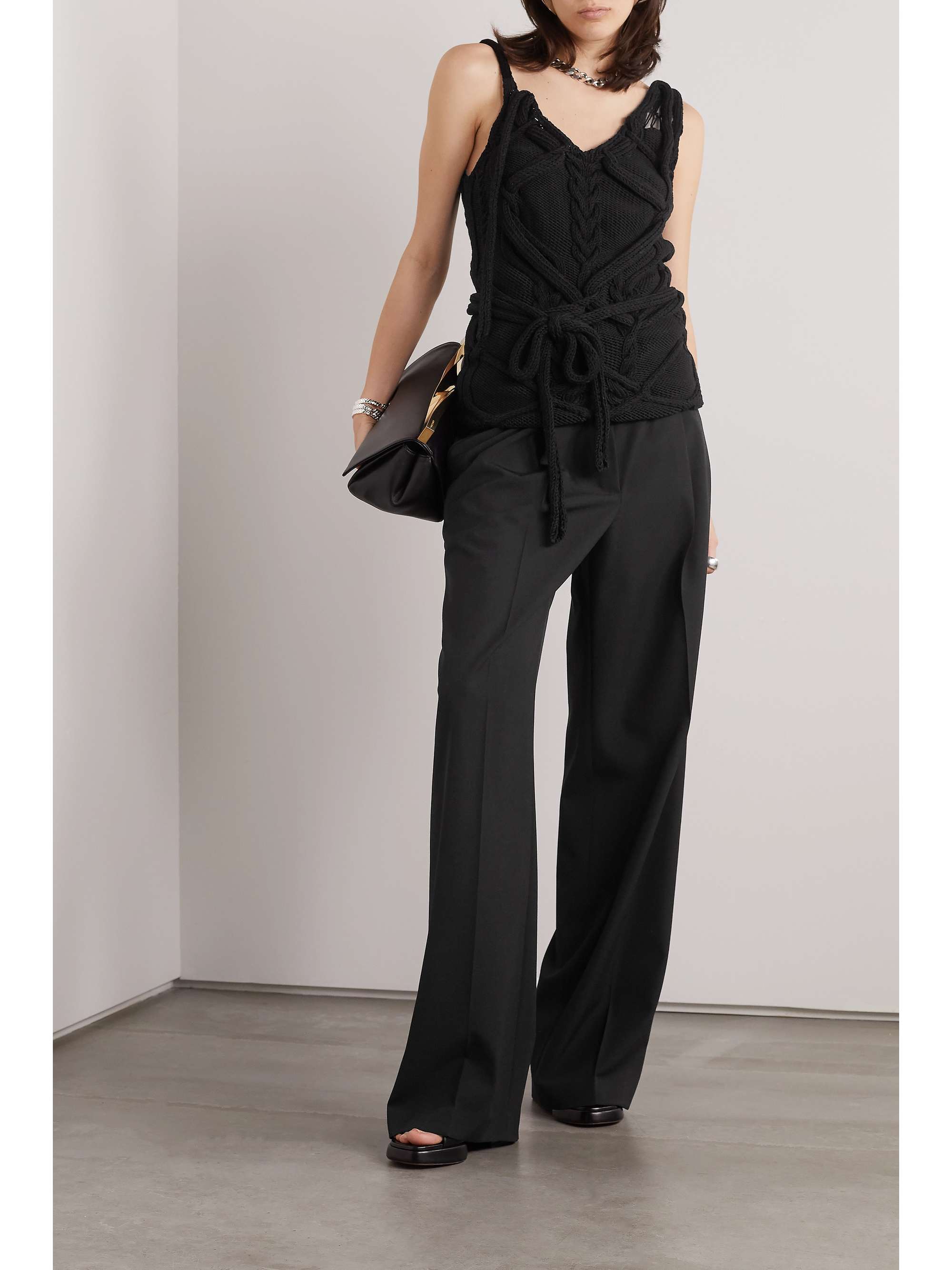 DRIES VAN NOTEN Distressed cable-knit cotton tank