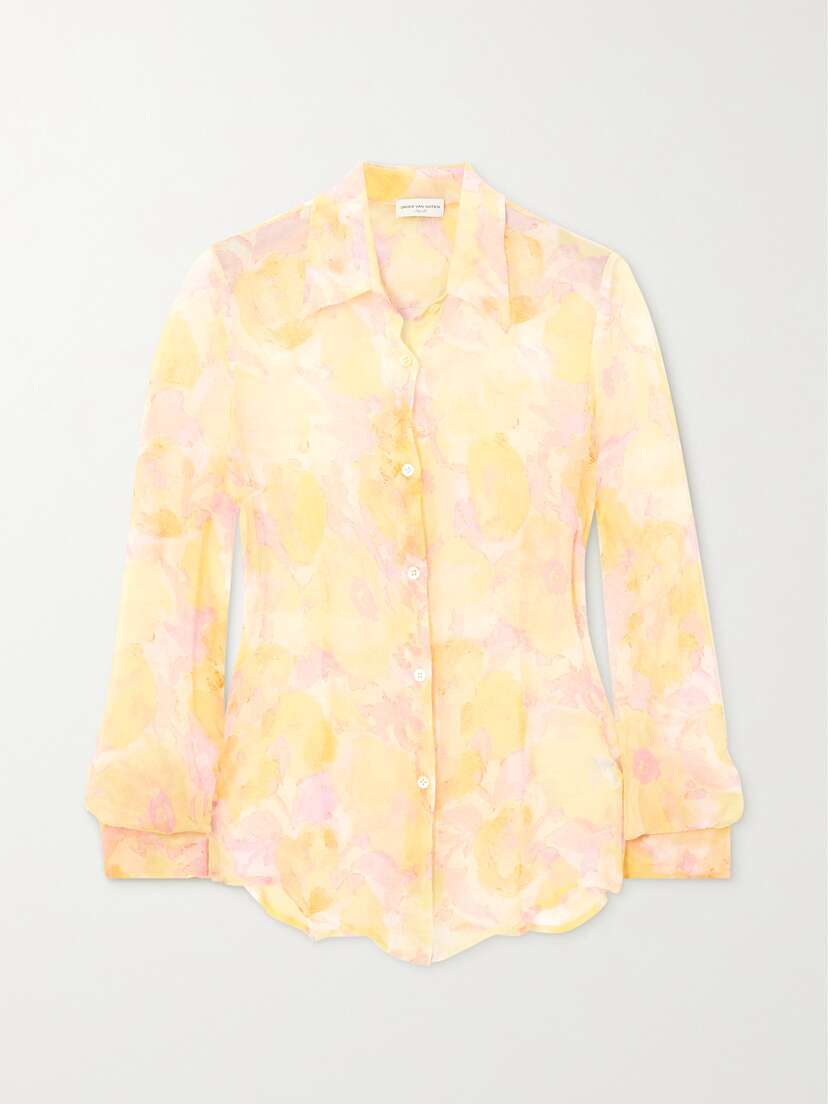 Dries Van Noten Floral-print Silk-georgette Shirt