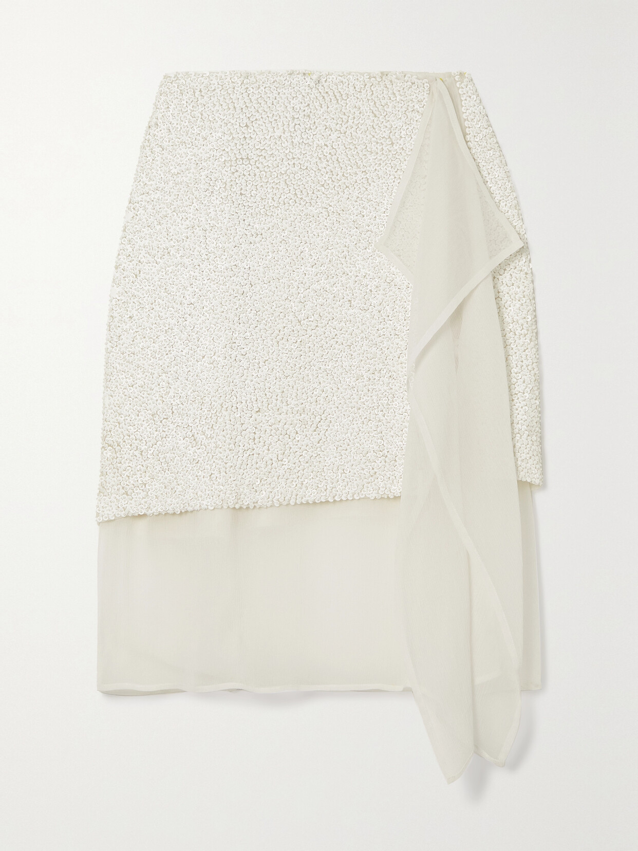 Dries Van Noten Ruffled Sequined Georgette Mini Wrap Skirt In White