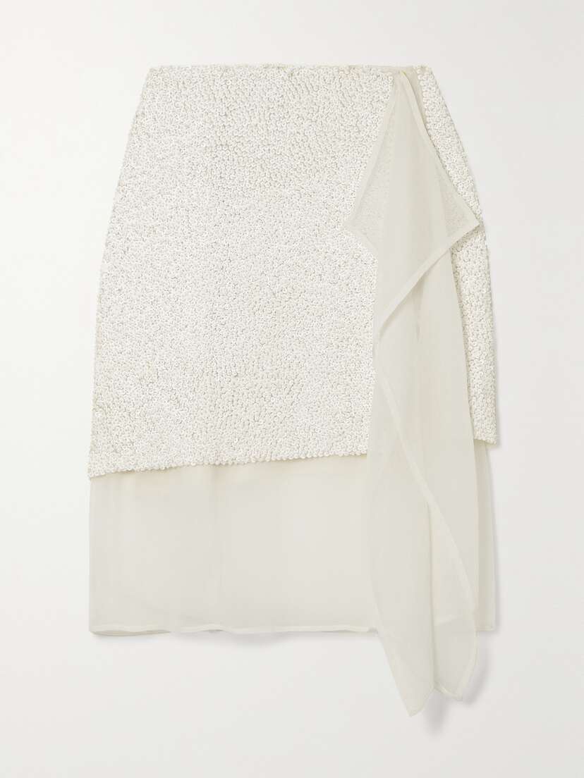 Dries Van Noten Ruffled Sequined Georgette Mini Wrap Skirt