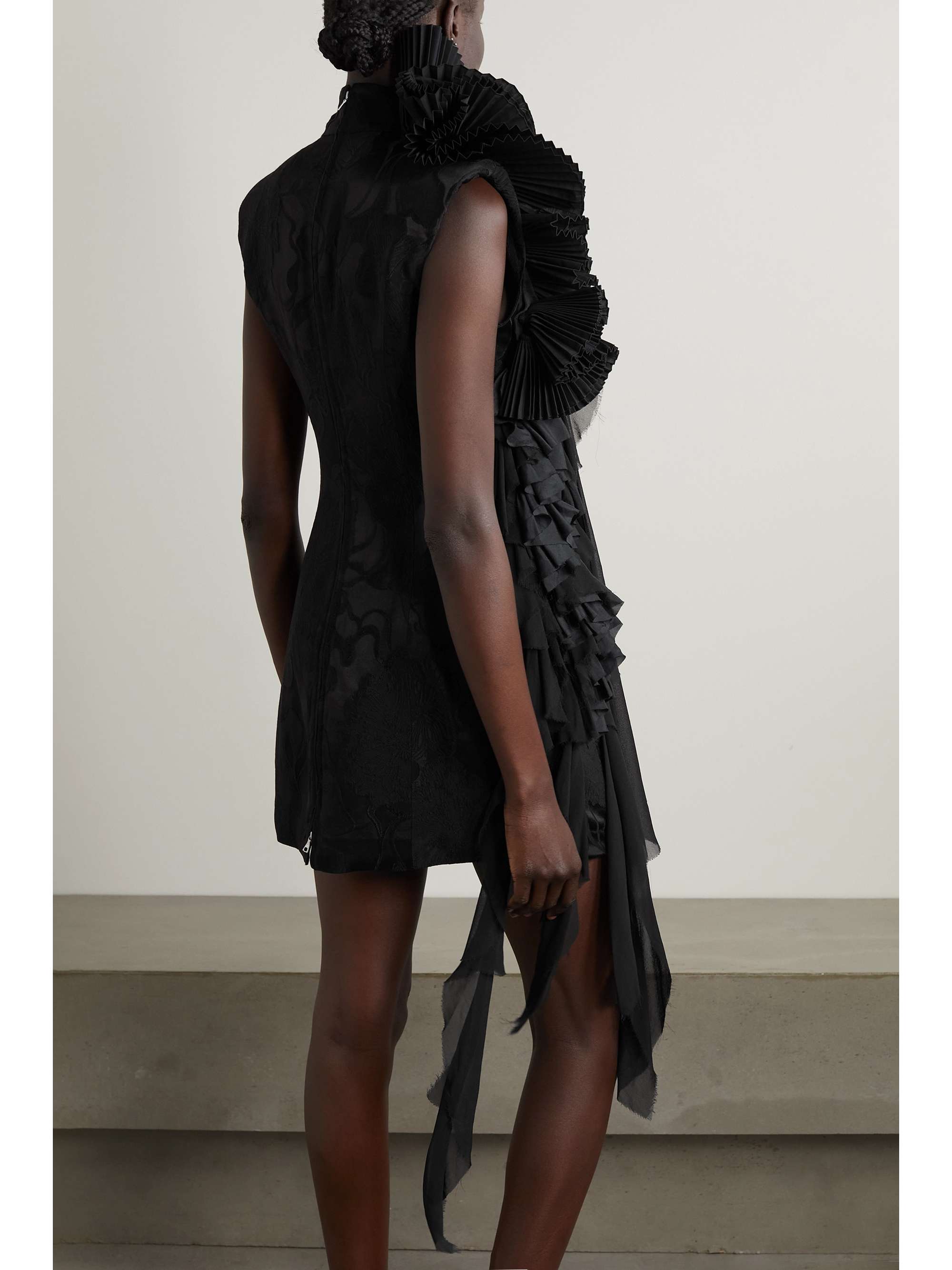 DRIES VAN NOTEN フローラルジャカード＆コットン ミニワンピース ラッフル付き