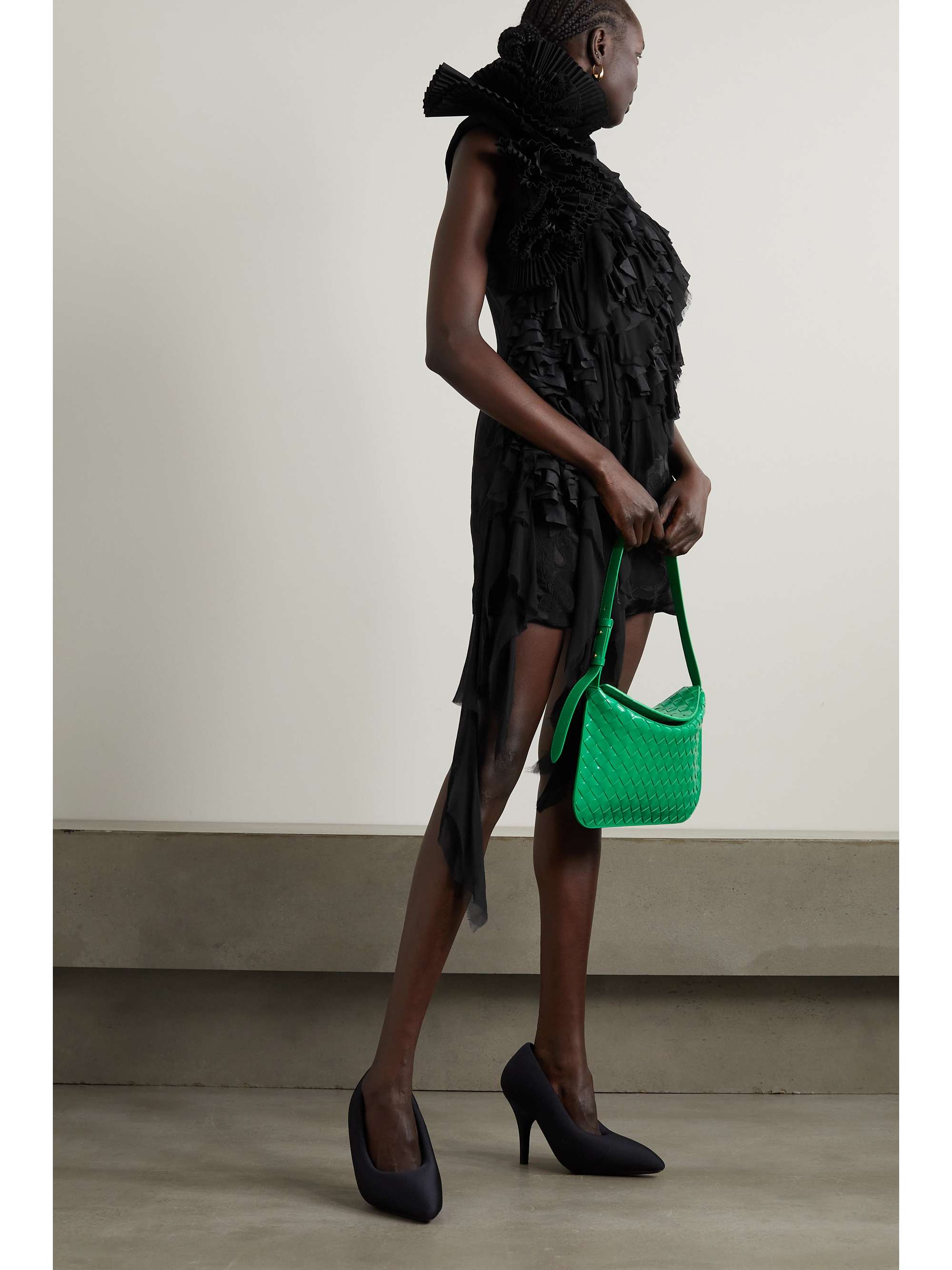 DRIES VAN NOTEN フローラルジャカード＆コットン ミニワンピース ラッフル付き