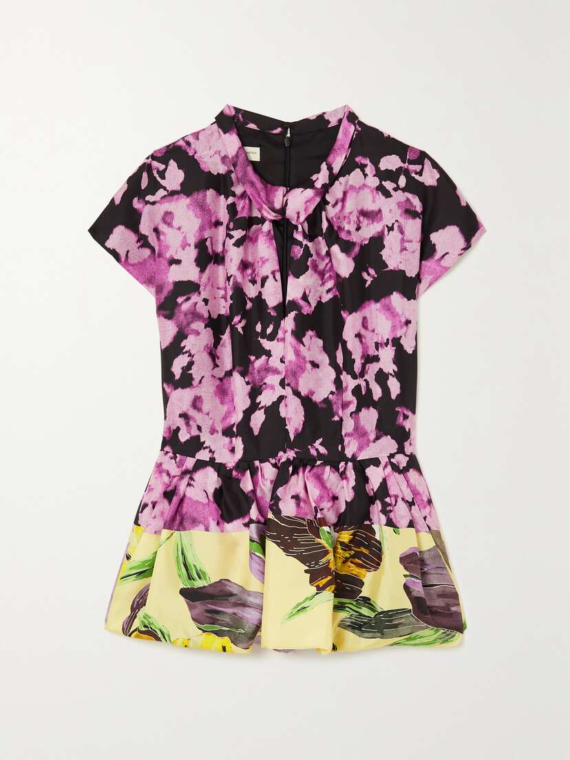 Dries Van Noten Paneled Floral-print Silk-twill Top