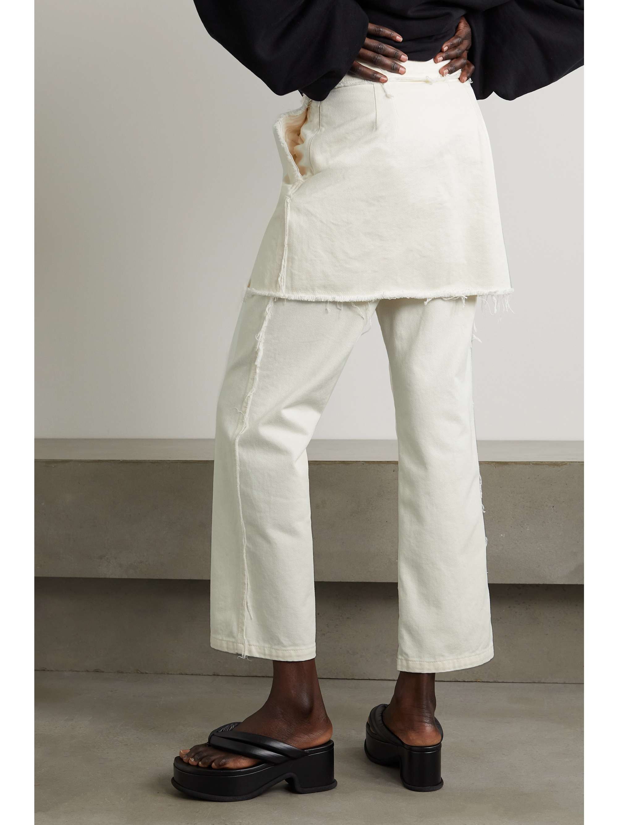 DRIES VAN NOTEN 分层式毛边纯棉斜纹布九分直筒裤