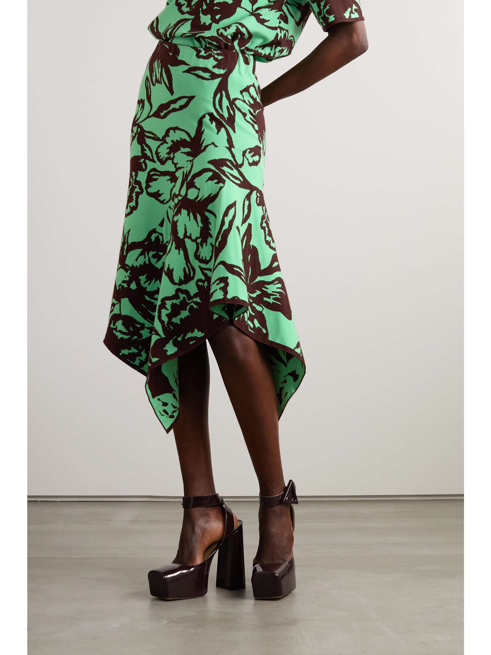 DRIES VAN NOTEN Asymmetric jacquard-knit skirt