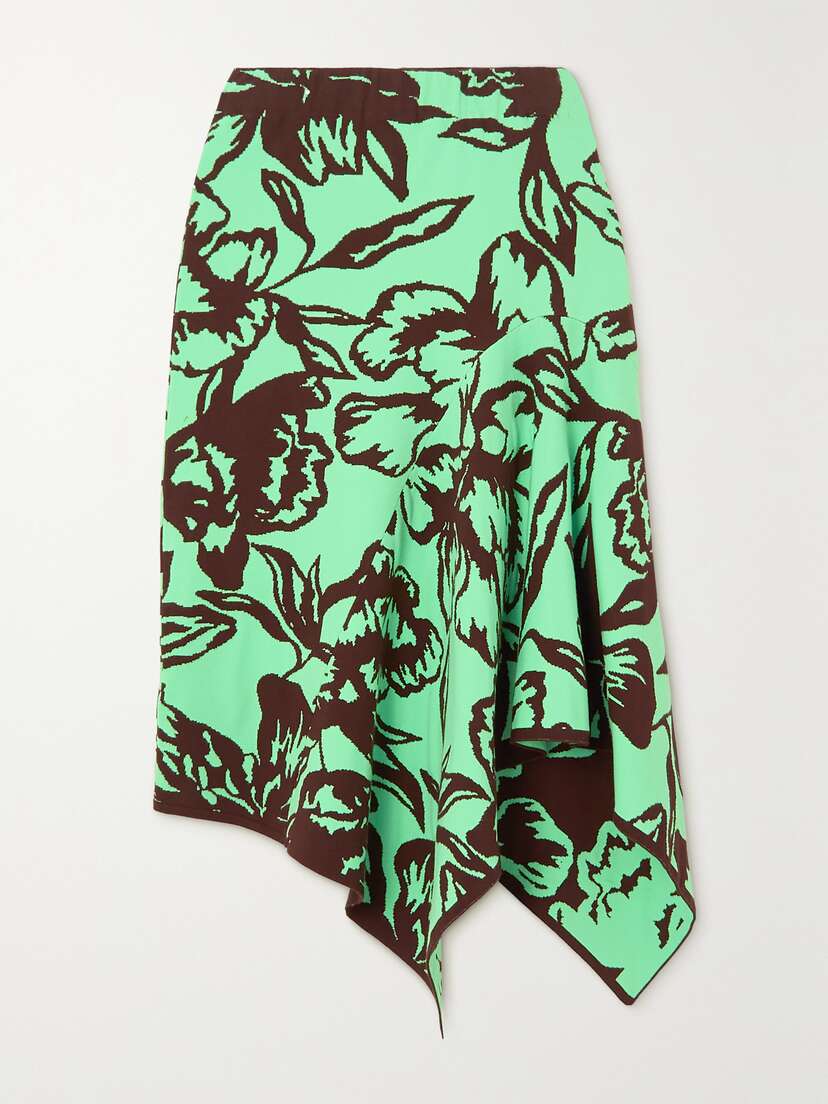 Dries Van Noten Asymmetric Jacquard-knit Skirt
