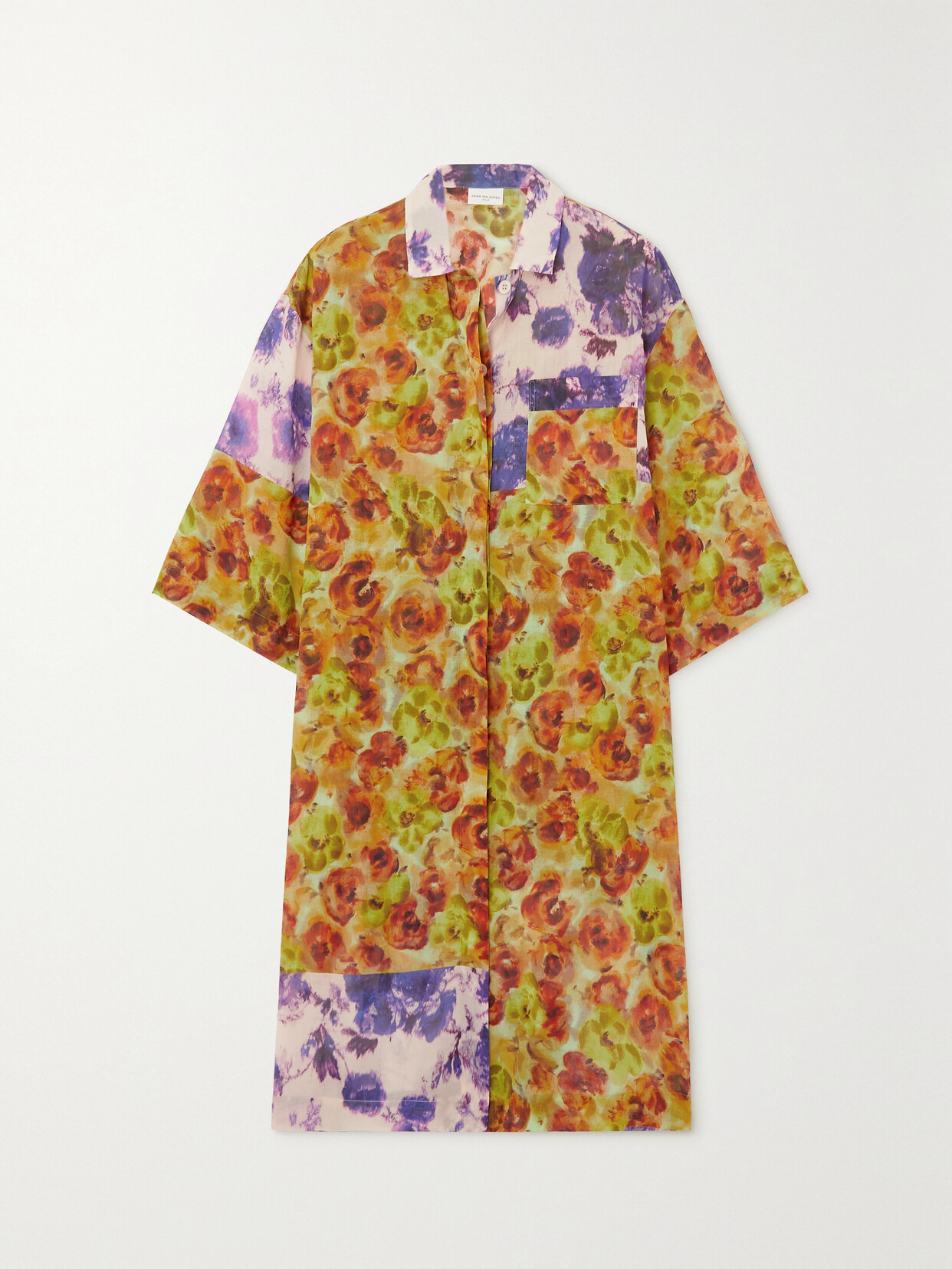 Dries Van Noten - Floral-print Cotton-voile Shirt Dress - Yellow