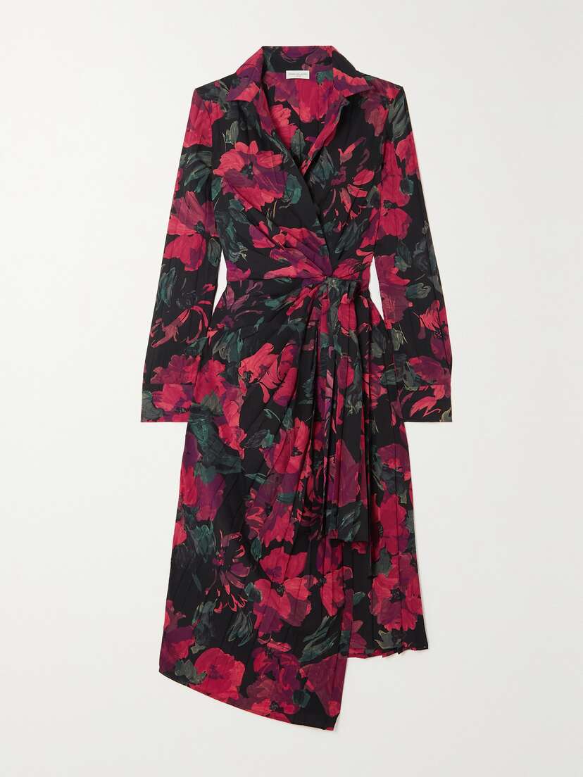 Dries Van Noten Asymmetric Floral-print Crepe De Chine Wrap Dress