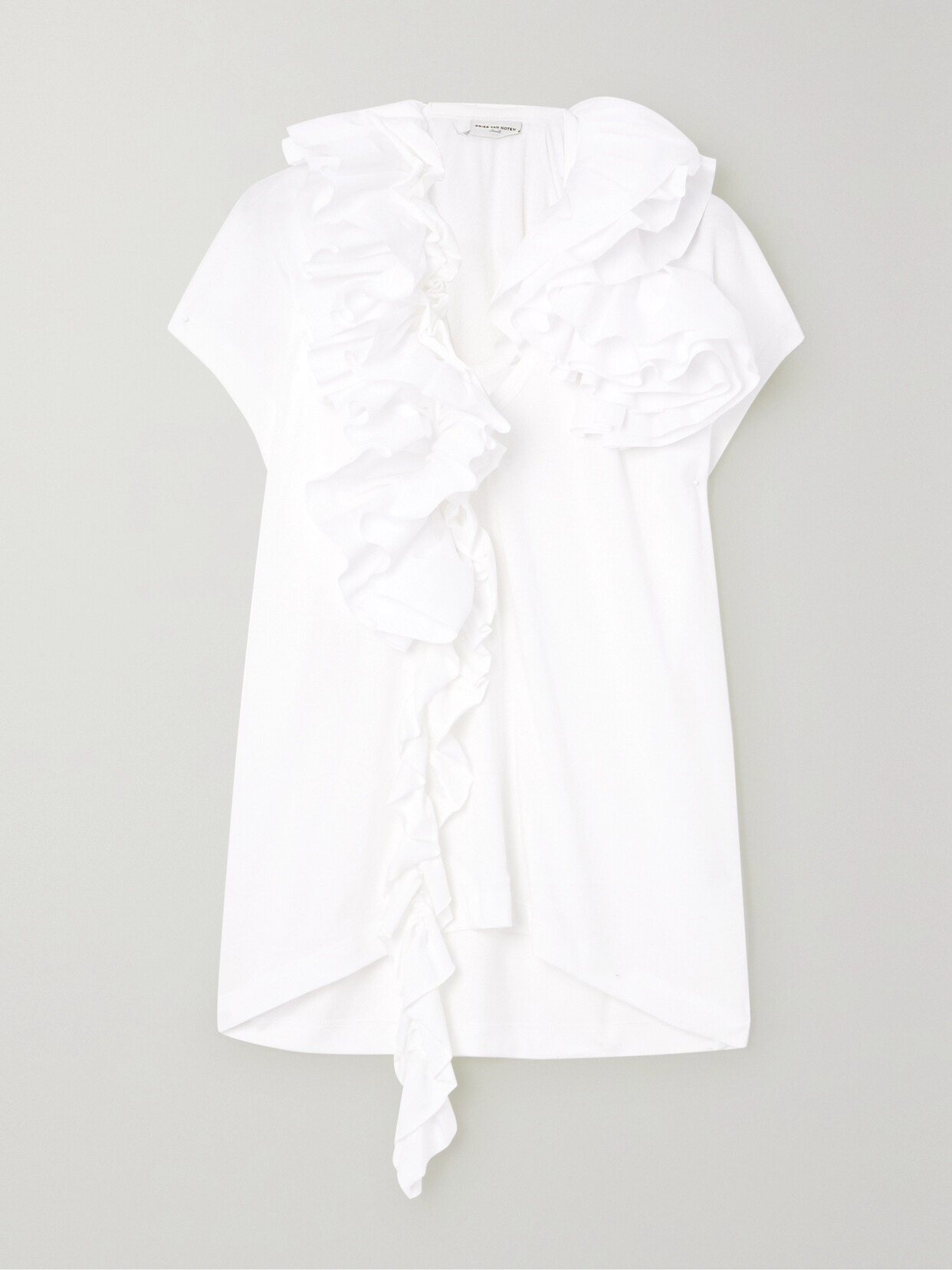 Dries Van Noten - Ruffled Cotton-blend Jersey T-shirt - White