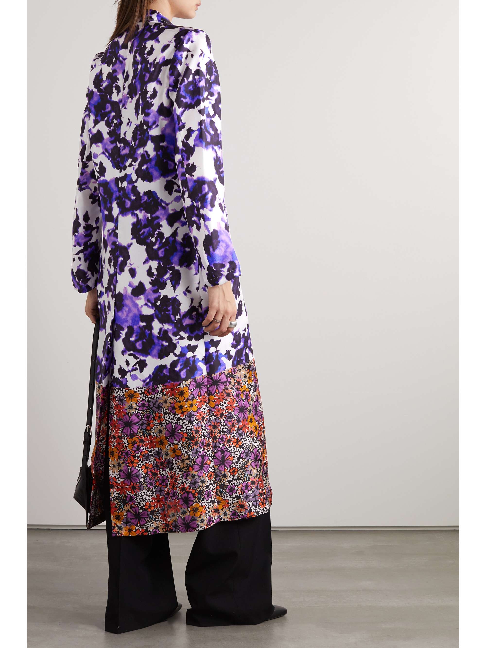 DRIES VAN NOTEN 拼接花卉印花真丝斜纹布衬衫