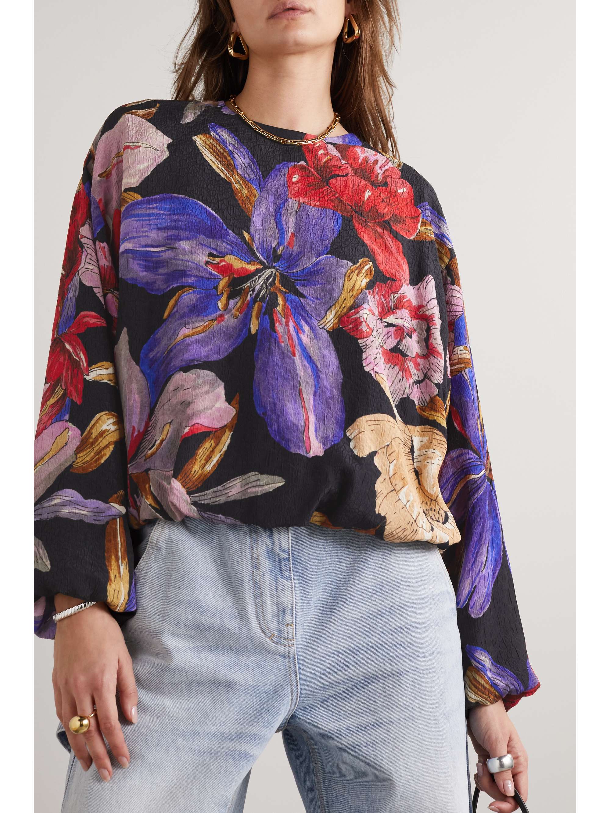 DRIES VAN NOTEN Floral-print jacquard blouse